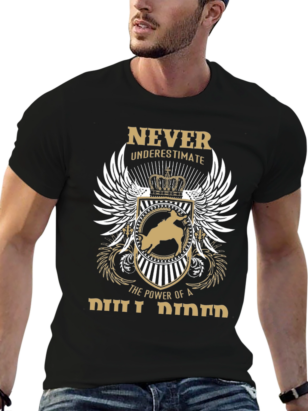 Never Underestimate Bull Rider Graphic T-Shirt