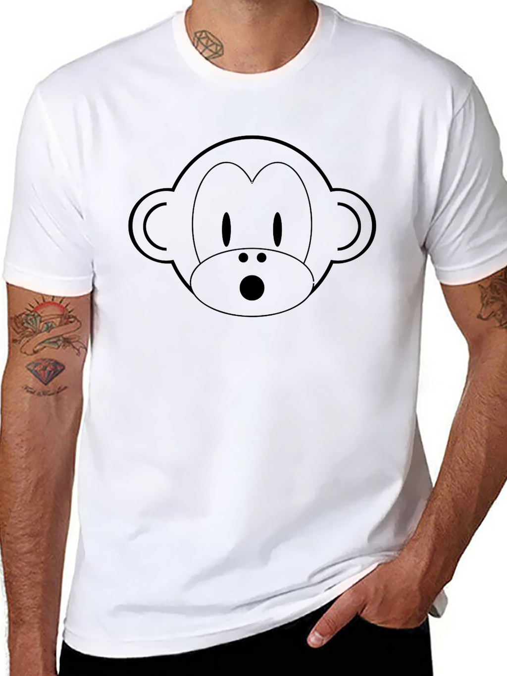 Monkey Face Graphic Tee - Black