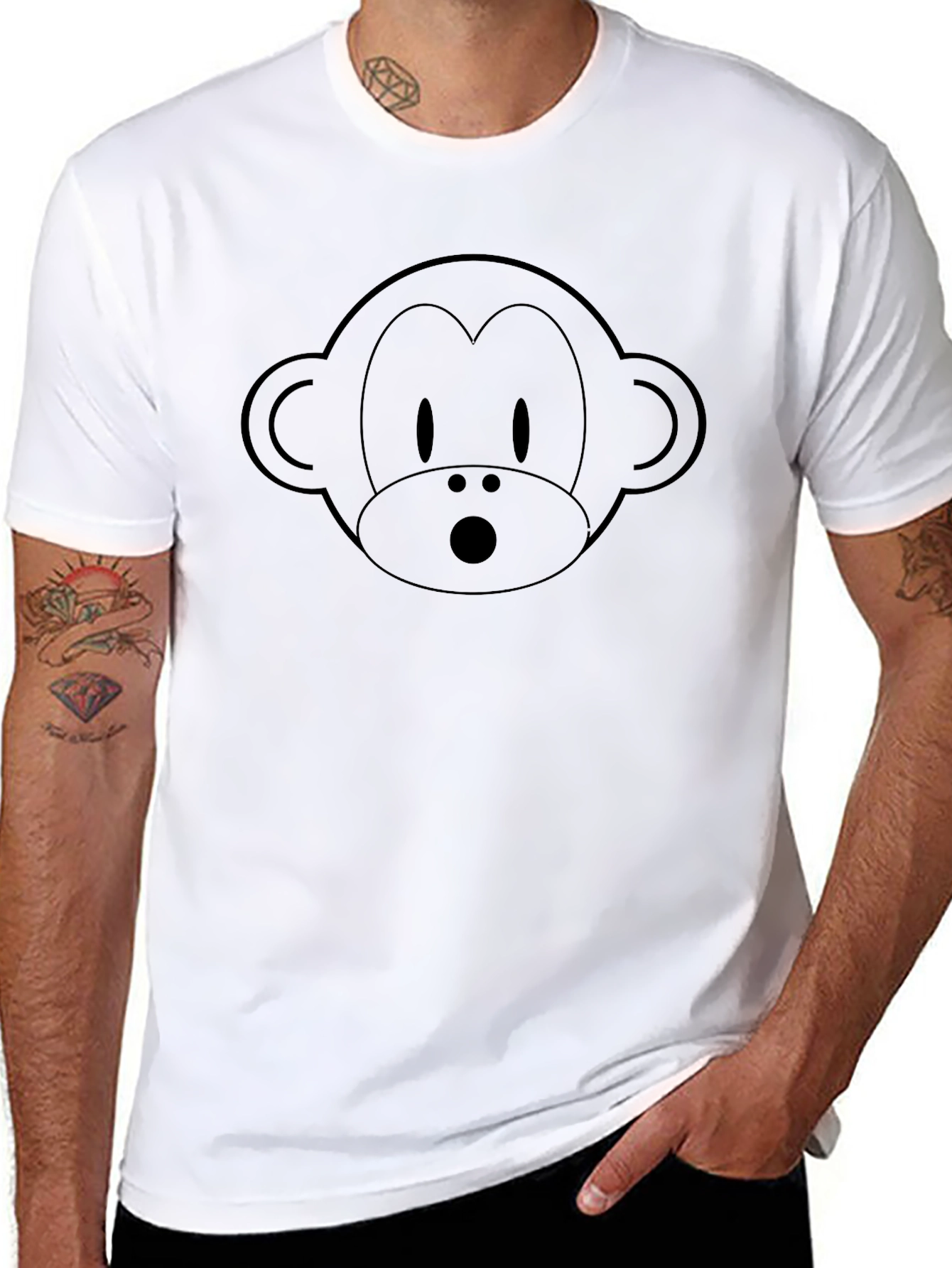 Monkey Face Graphic Tee - Black