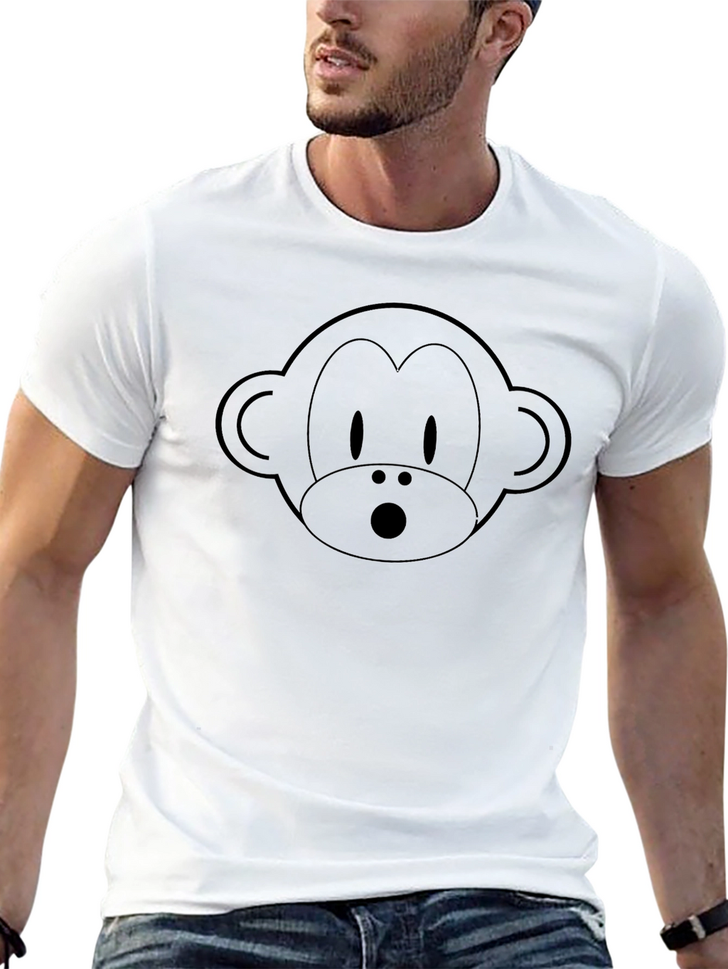 Monkey Face Graphic Tee - Black