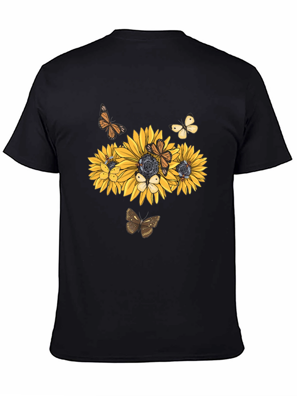 Sunflower Butterfly Graphic Tee - Black