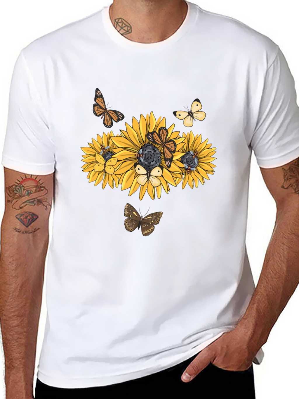 Sunflower Butterfly Graphic Tee - Black
