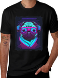 Retro Pug T-Shirt - Music Lover Style