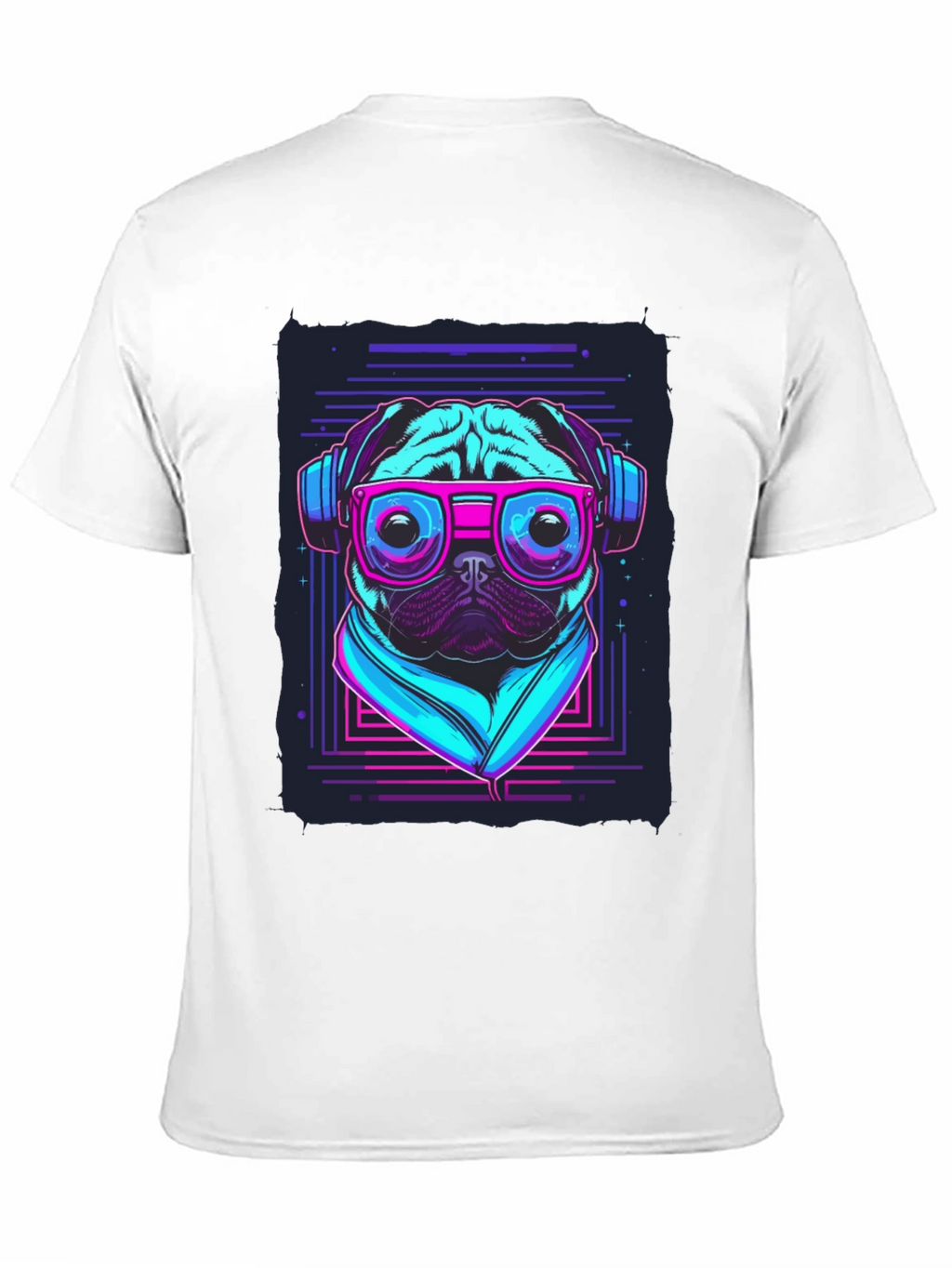 Retro Pug T-Shirt - Music Lover Style