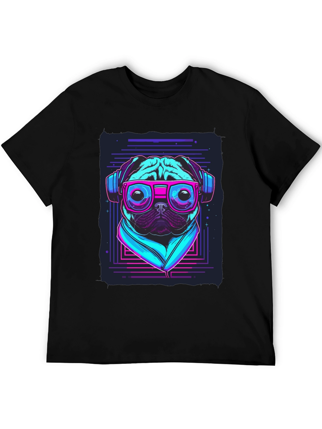 Retro Pug T-Shirt - Music Lover Style