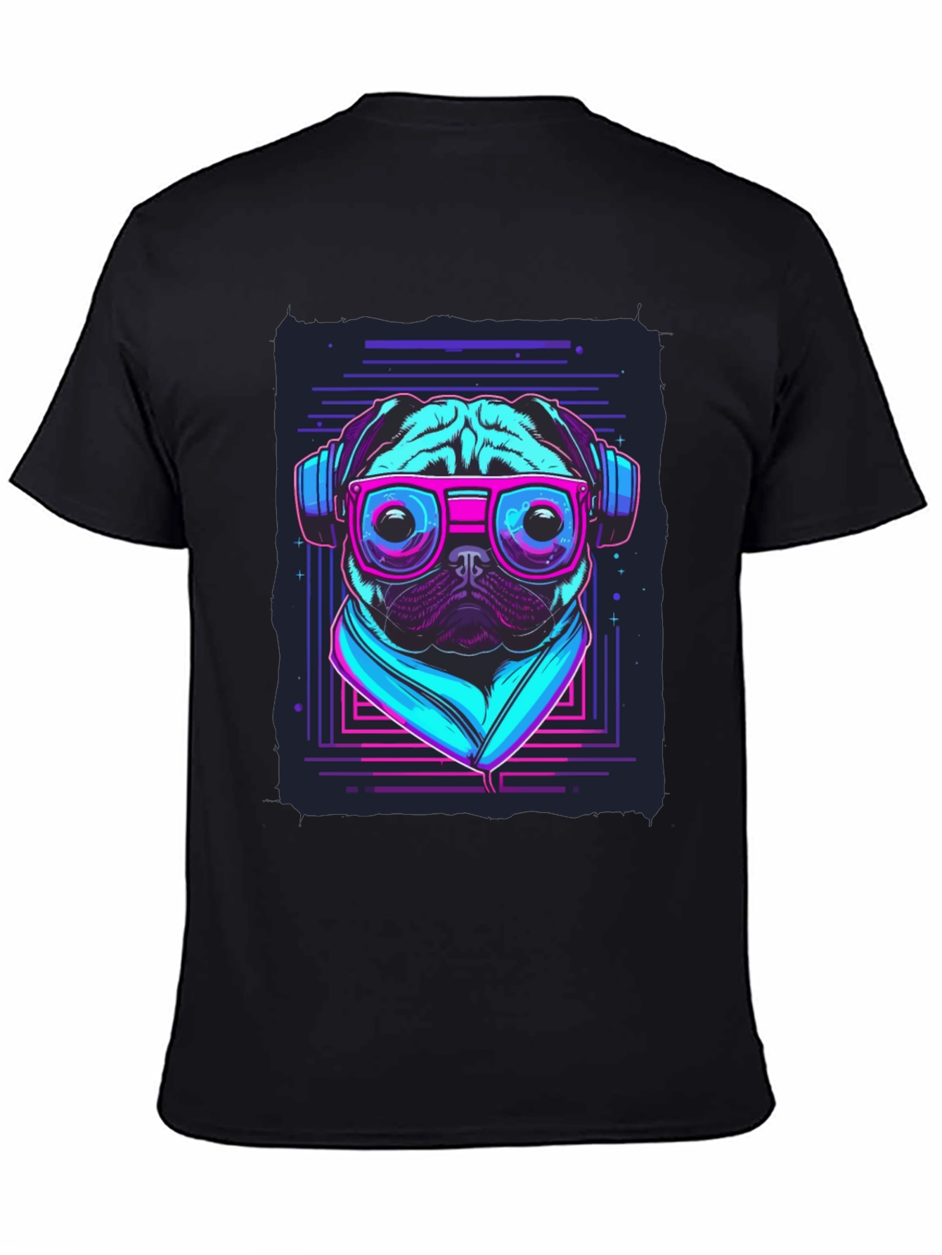 Retro Pug T-Shirt - Music Lover Style