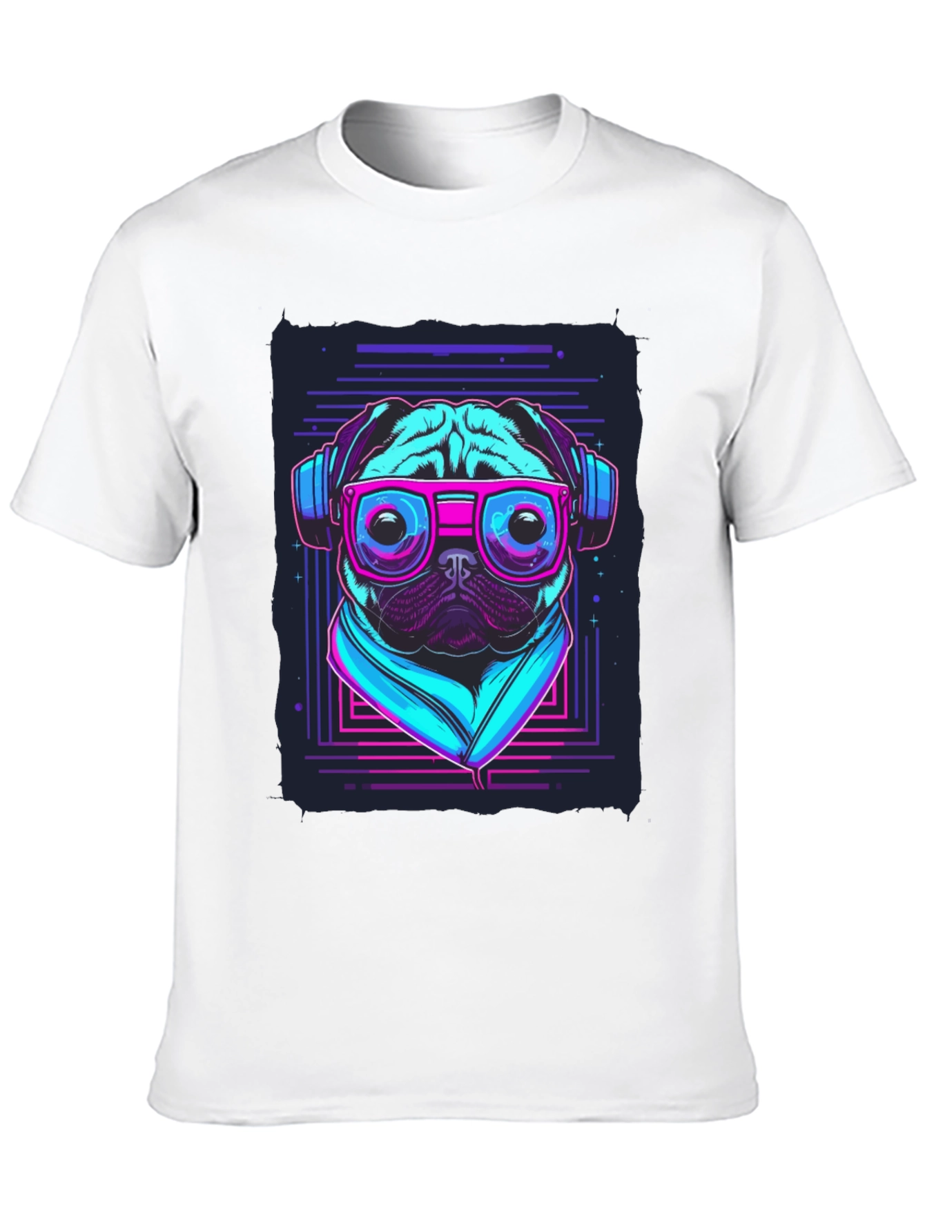 Retro Pug T-Shirt - Music Lover Style