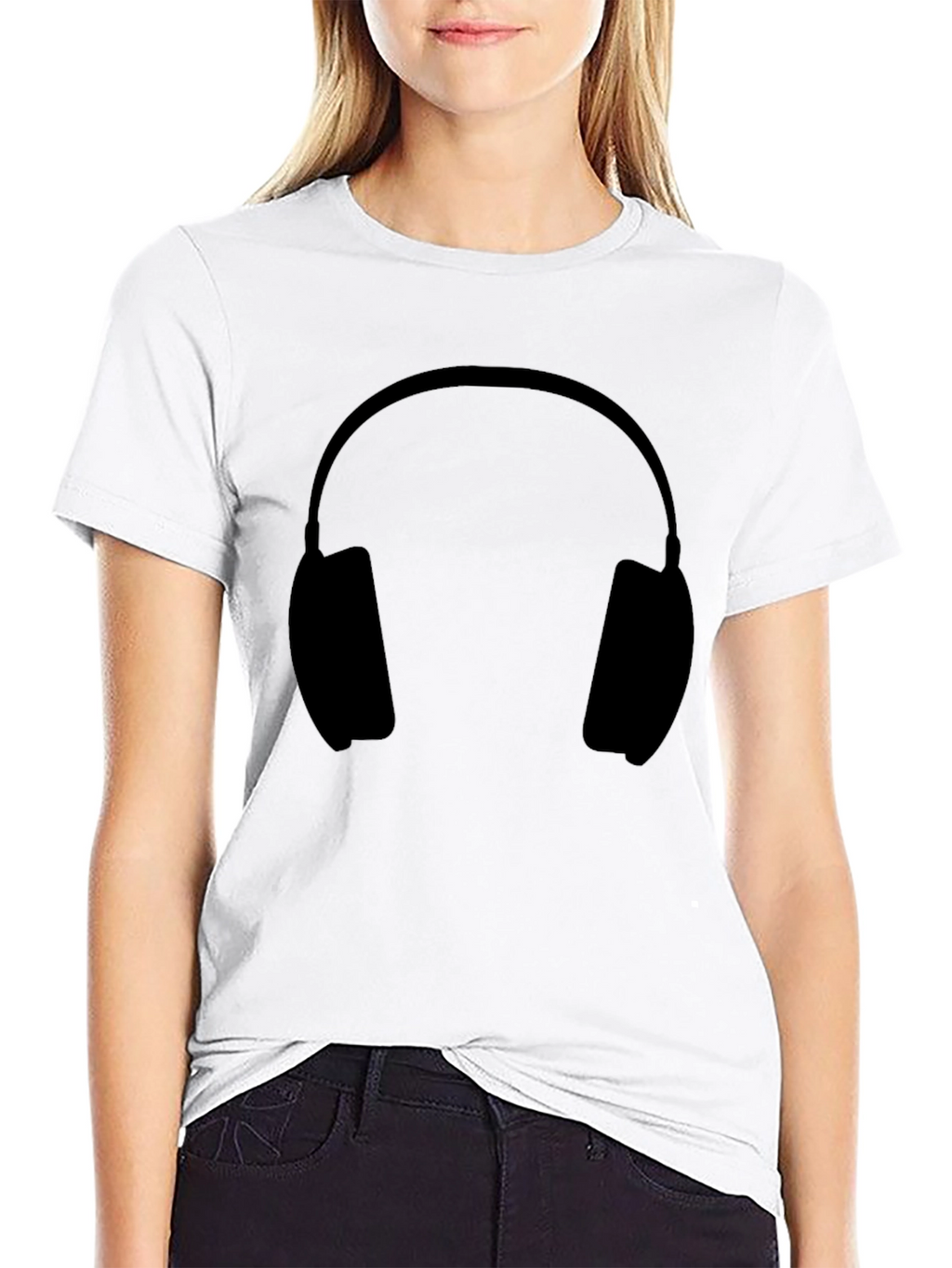 Headphone Graphic Tee - Stylish Black Cotton T-Shirt