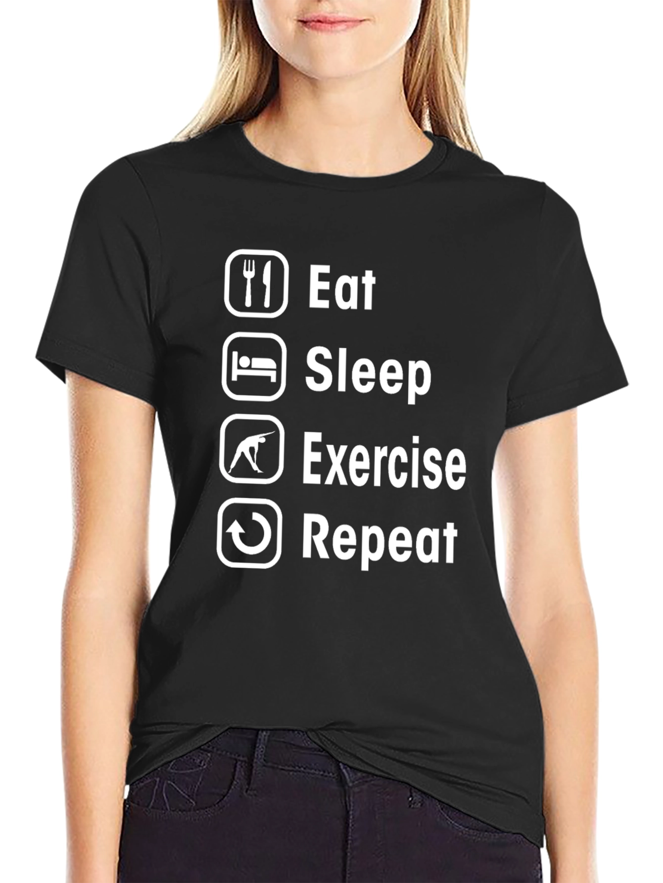 Eat Sleep Exercise Repeat Graphic T-Shirt
