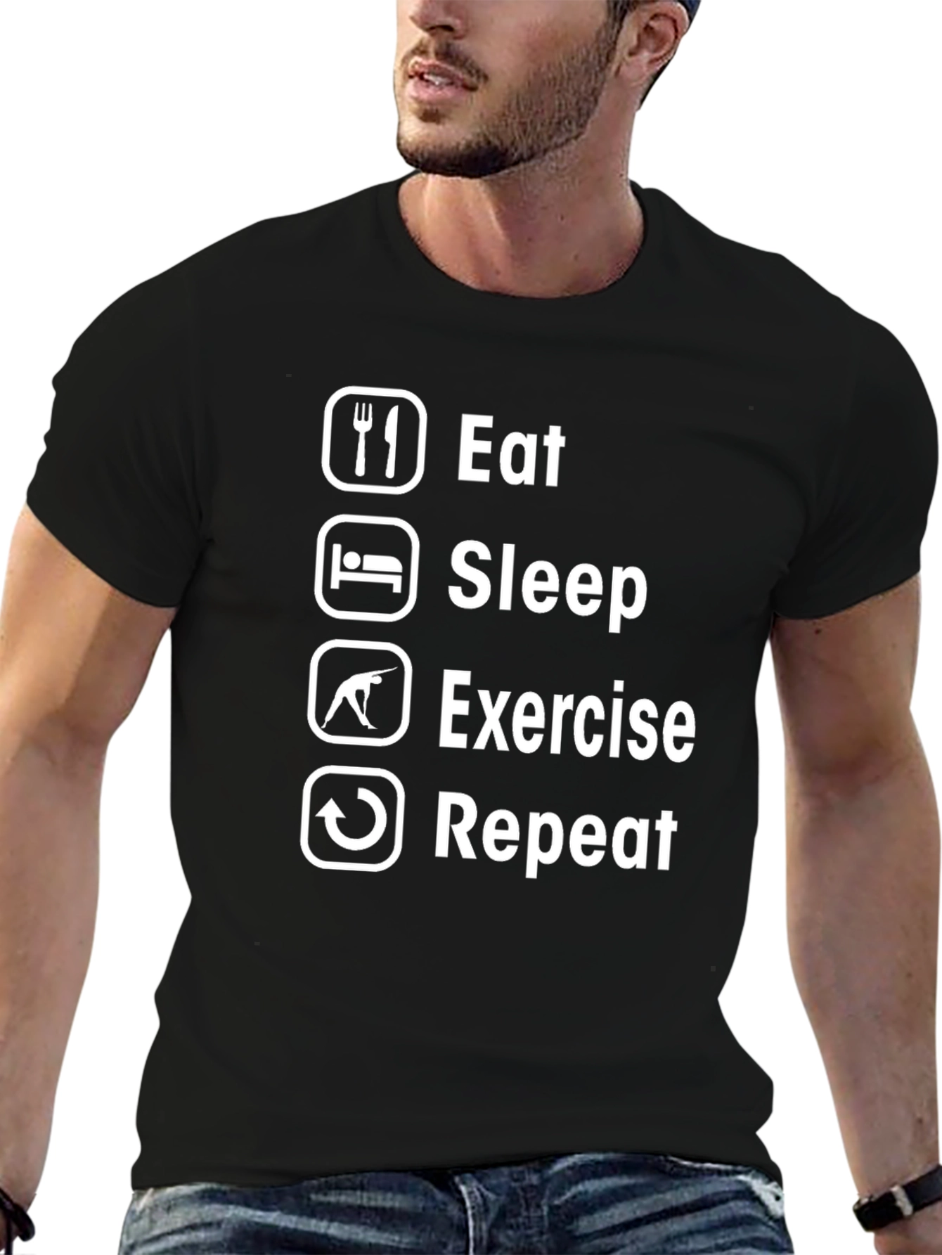 Eat Sleep Exercise Repeat Graphic T-Shirt