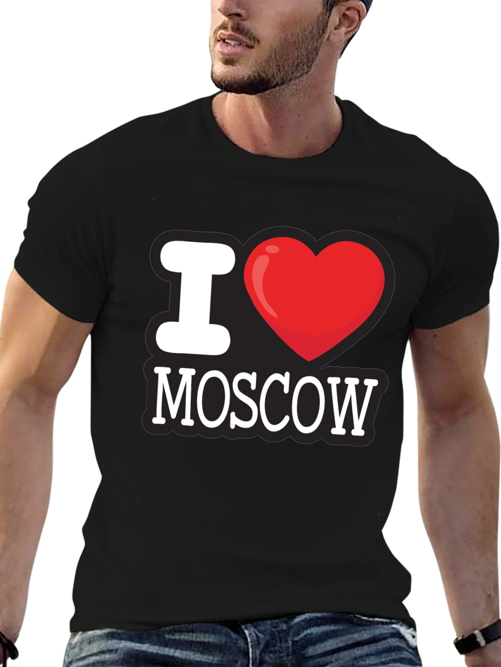 I Love Moscow T-Shirt - Black Crew Neck Tee