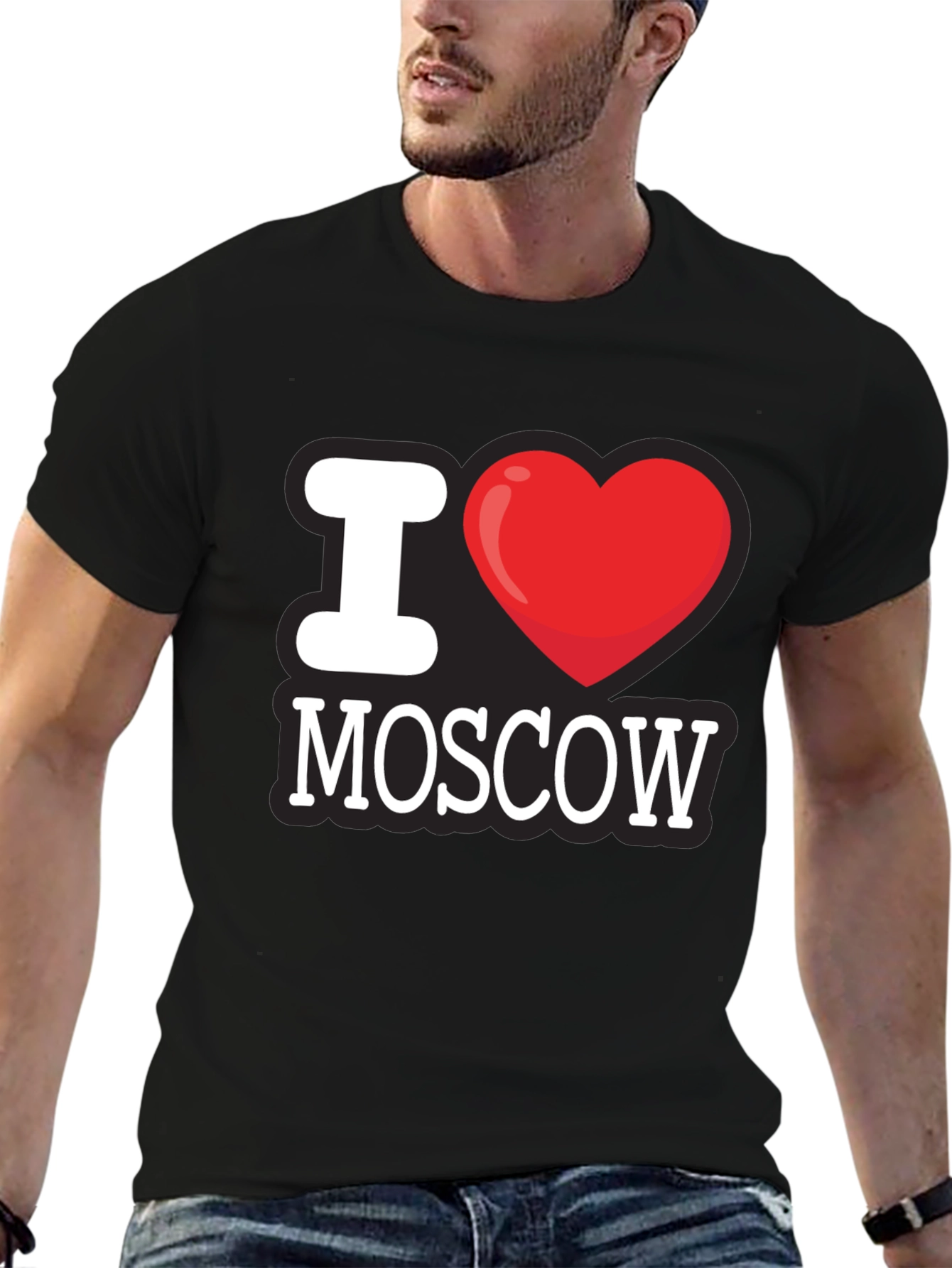 I Love Moscow T-Shirt - Black Crew Neck Tee