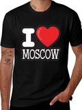 I Love Moscow T-Shirt - Black Crew Neck Tee