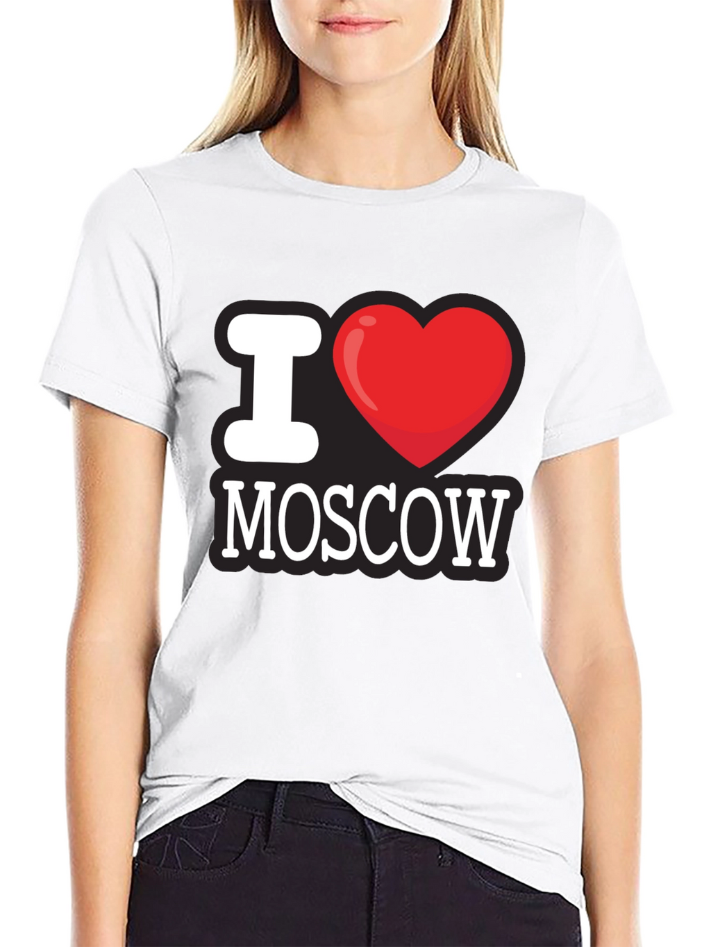 I Love Moscow T-Shirt - Black Crew Neck Tee
