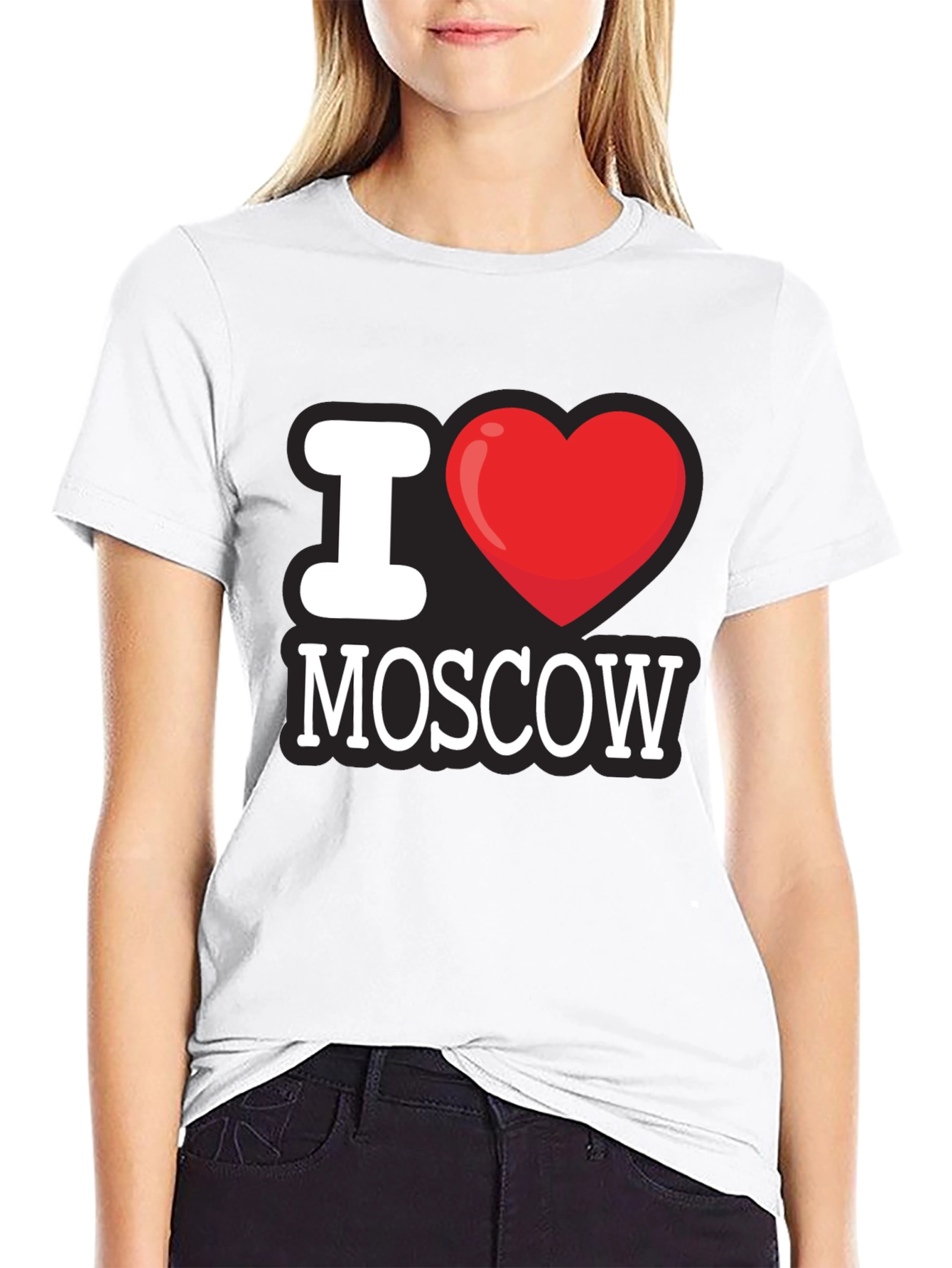 I Love Moscow T-Shirt - Black Crew Neck Tee