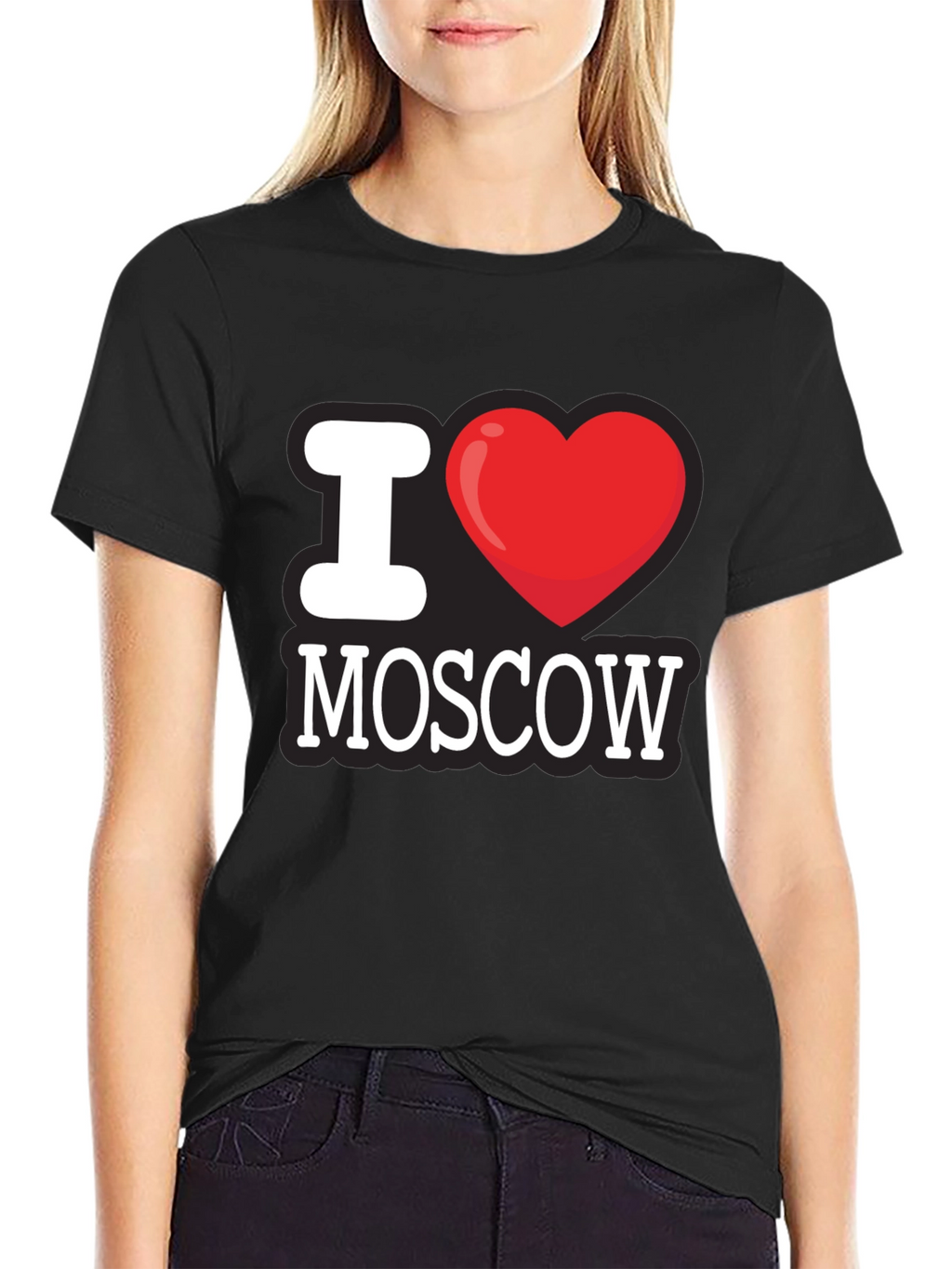 I Love Moscow T-Shirt - Black Crew Neck Tee