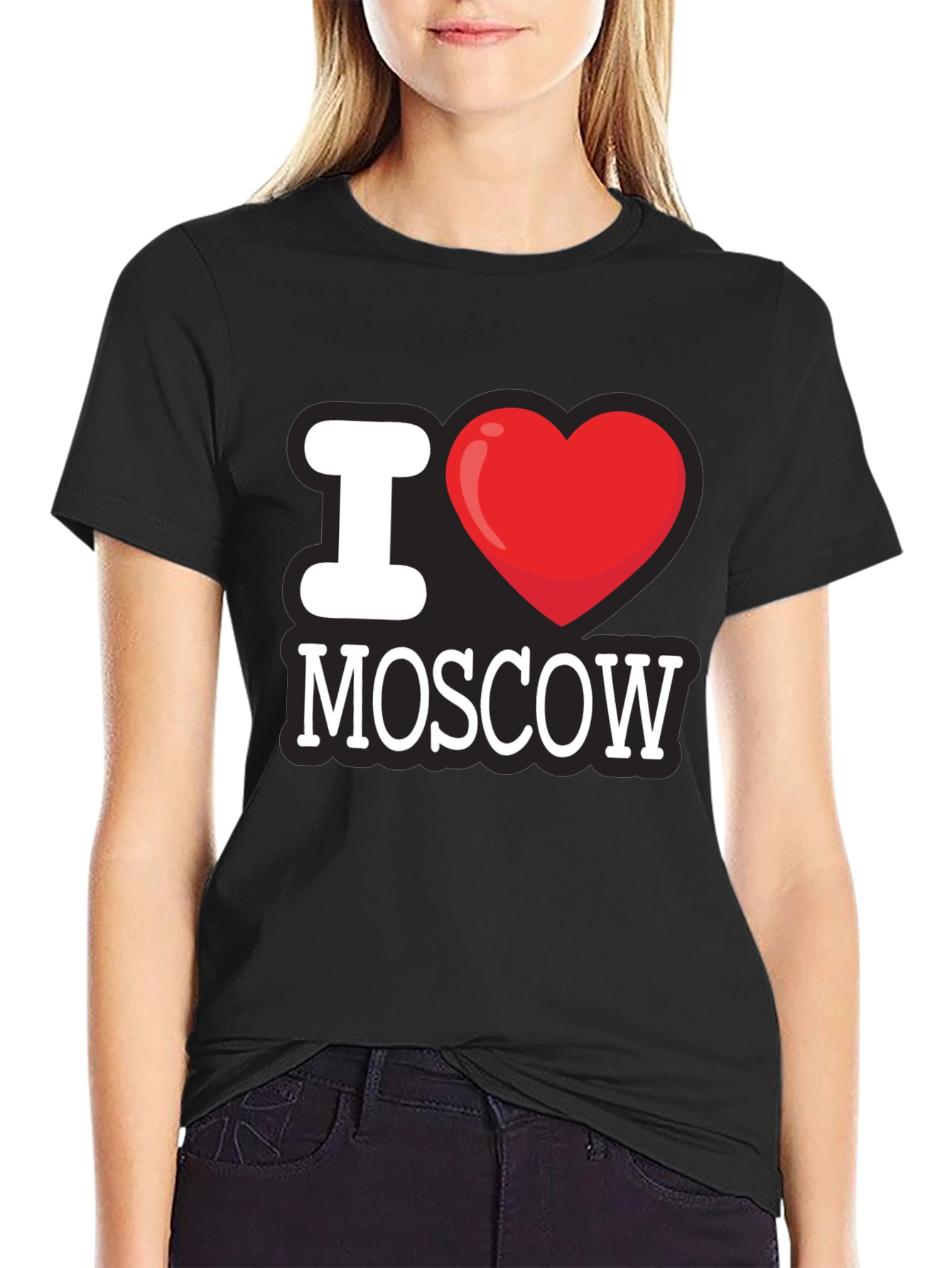 I Love Moscow T-Shirt - Black Crew Neck Tee