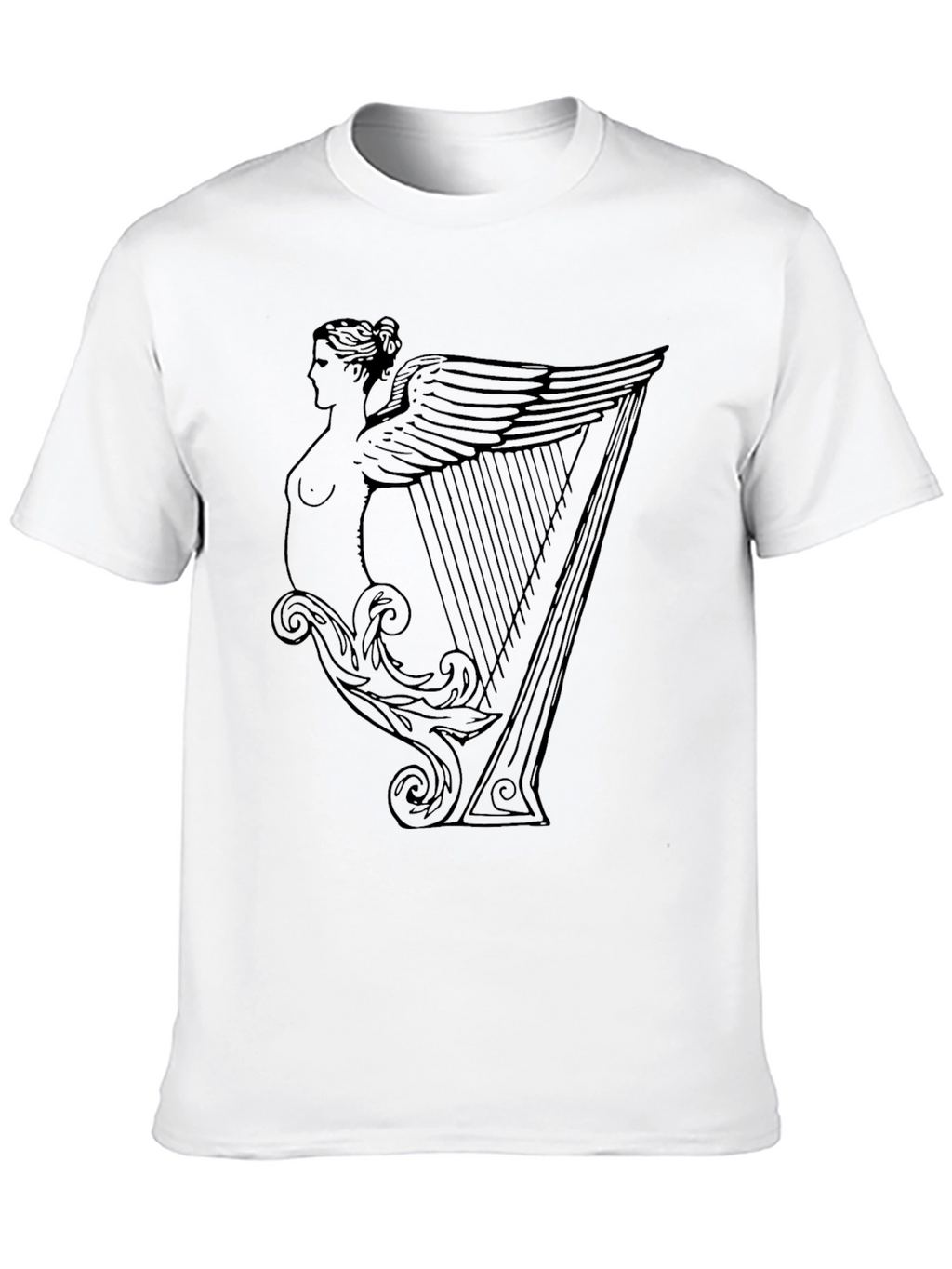 Unique Harp Graphic Black T-Shirt