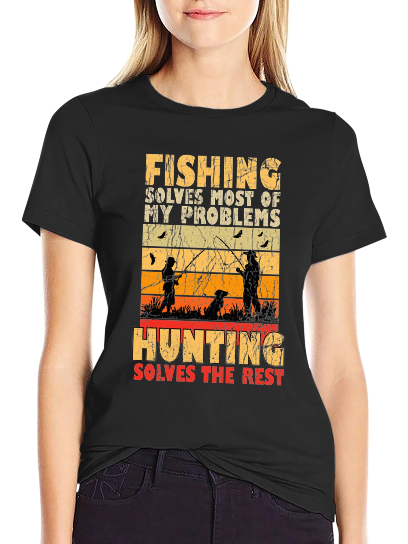 Fishing & Hunting T-Shirt - Solves Most Problems