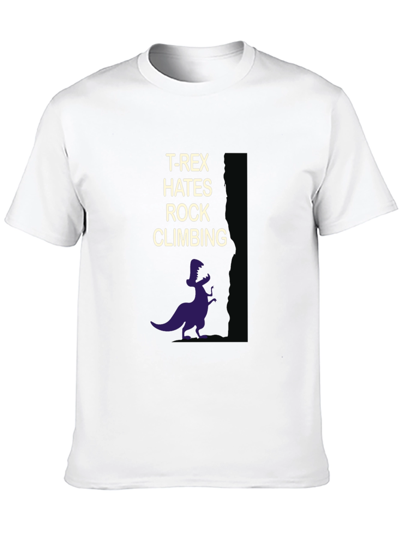 T-Rex Hates Rock Climbing Funny Graphic T-Shirt