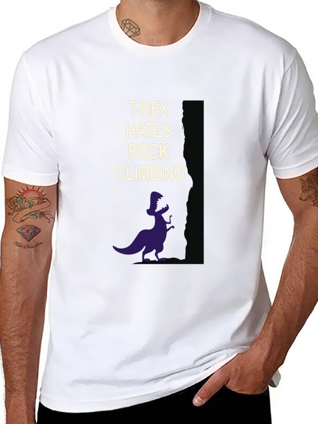 T-Rex Hates Rock Climbing Funny Graphic T-Shirt