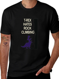 T-Rex Hates Rock Climbing Funny Graphic T-Shirt