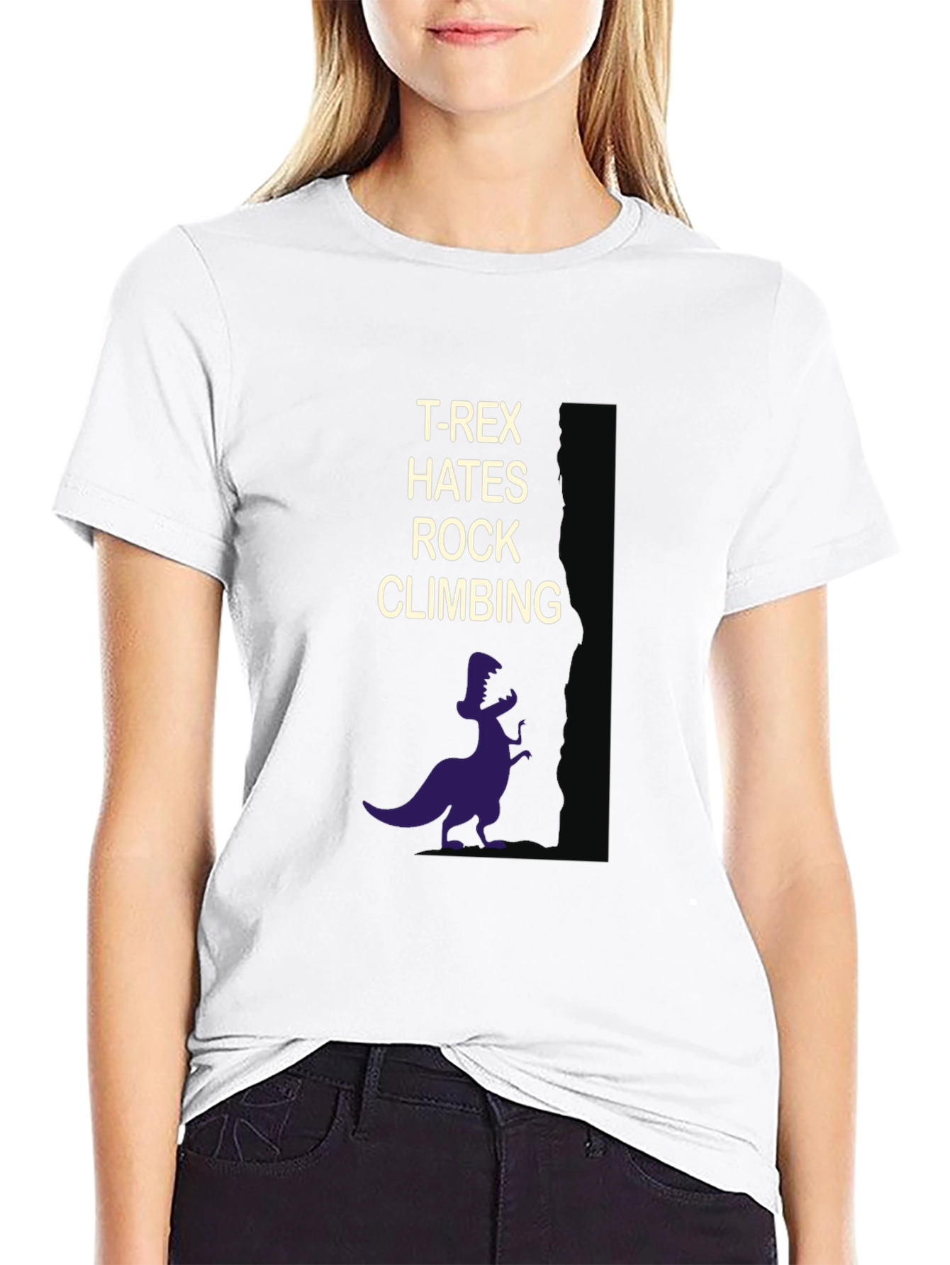 T-Rex Hates Rock Climbing Funny Graphic T-Shirt