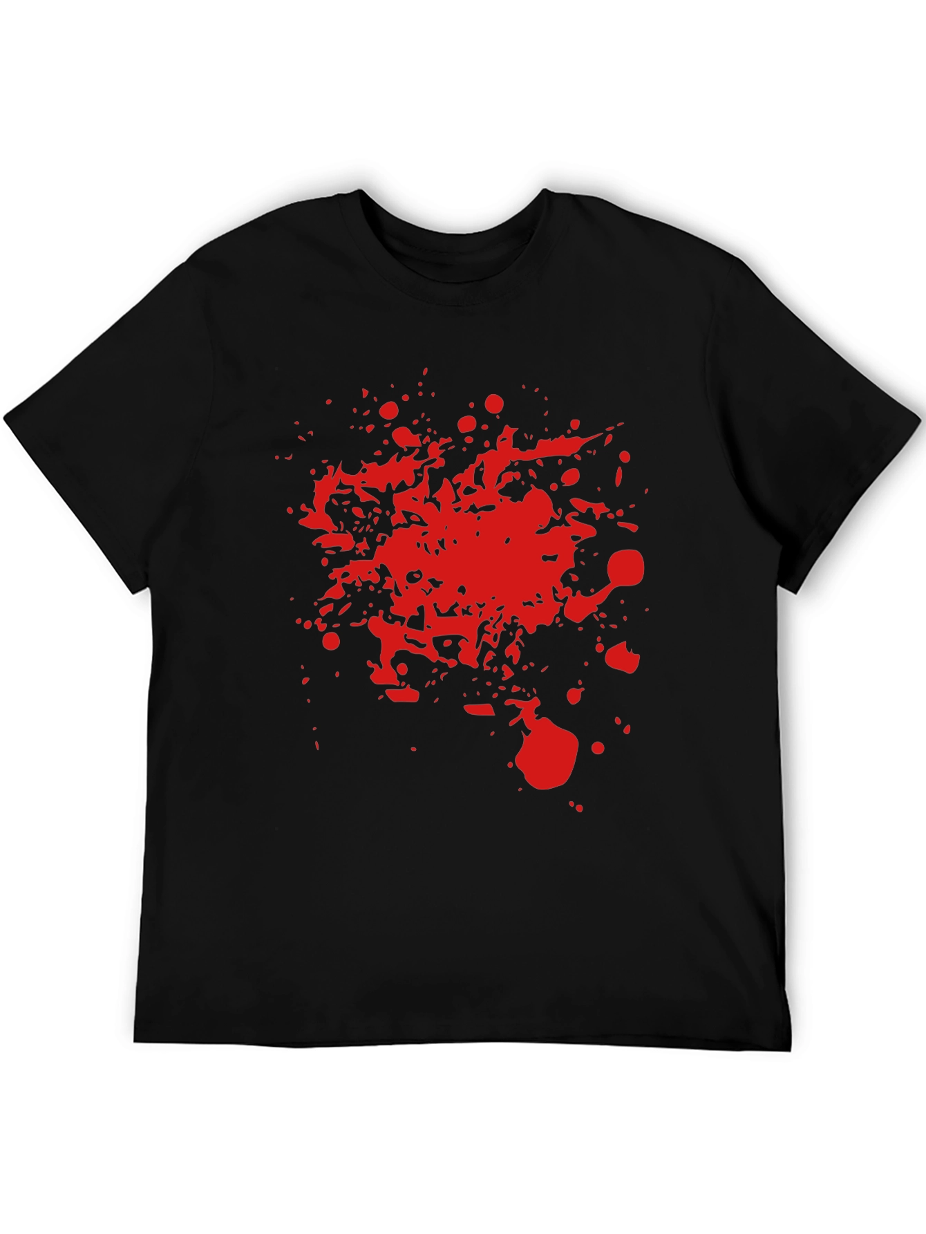 Red Splatter Graphic T-Shirt - Bold Black Tee