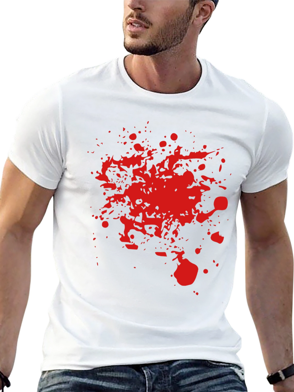 Red Splatter Graphic T-Shirt - Bold Black Tee