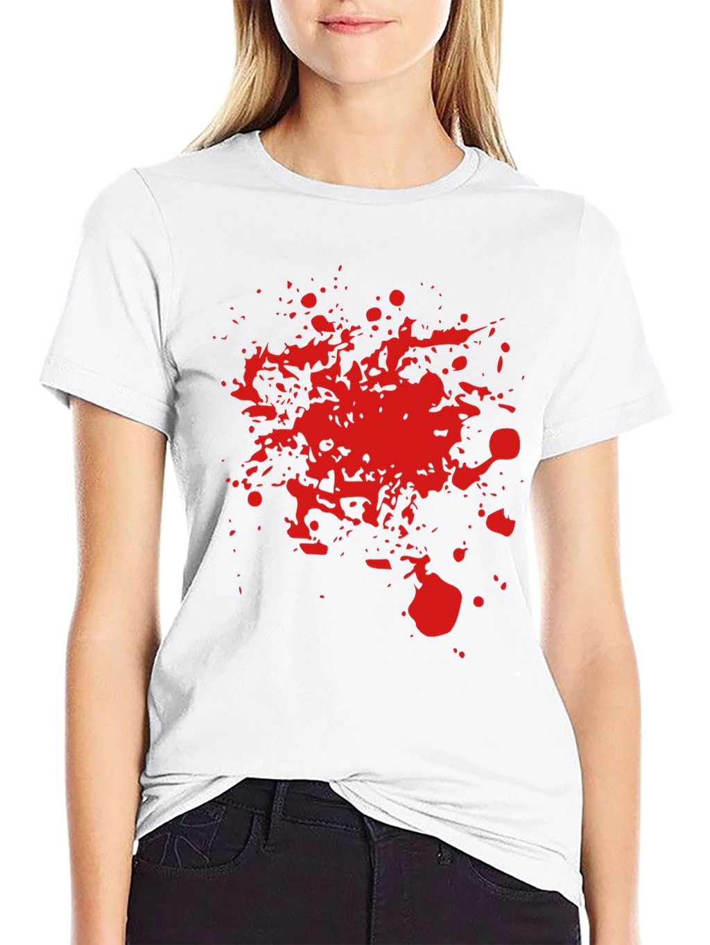 Red Splatter Graphic T-Shirt - Bold Black Tee