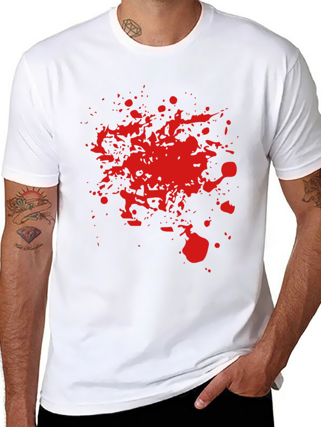 Red Splatter Graphic T-Shirt - Bold Black Tee