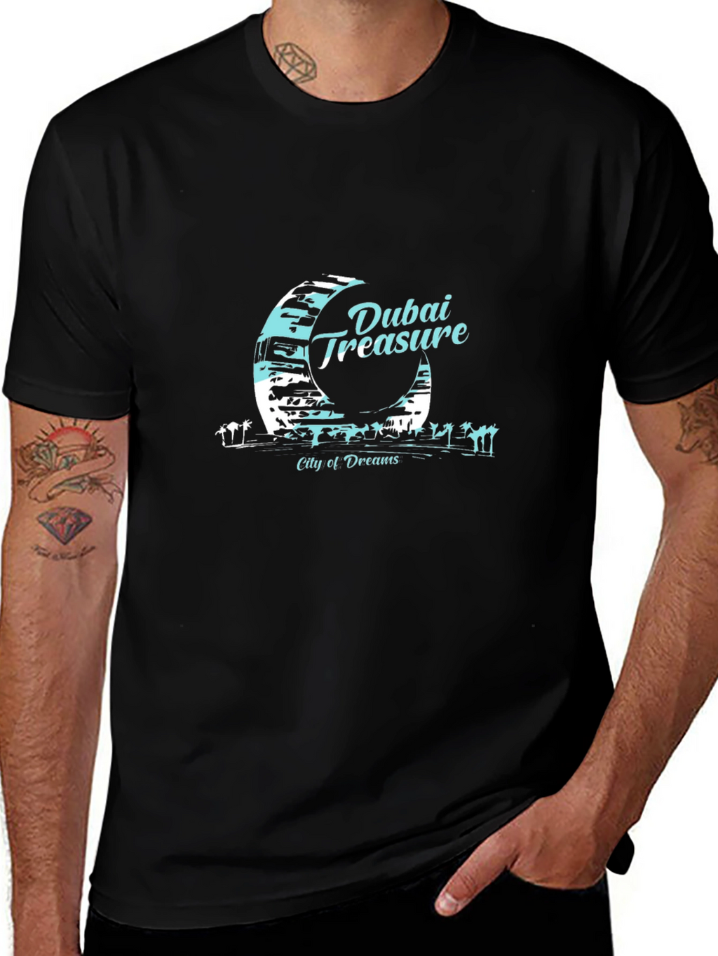 Dubai Treasure Mens Black T-Shirt City of Dreams Tee