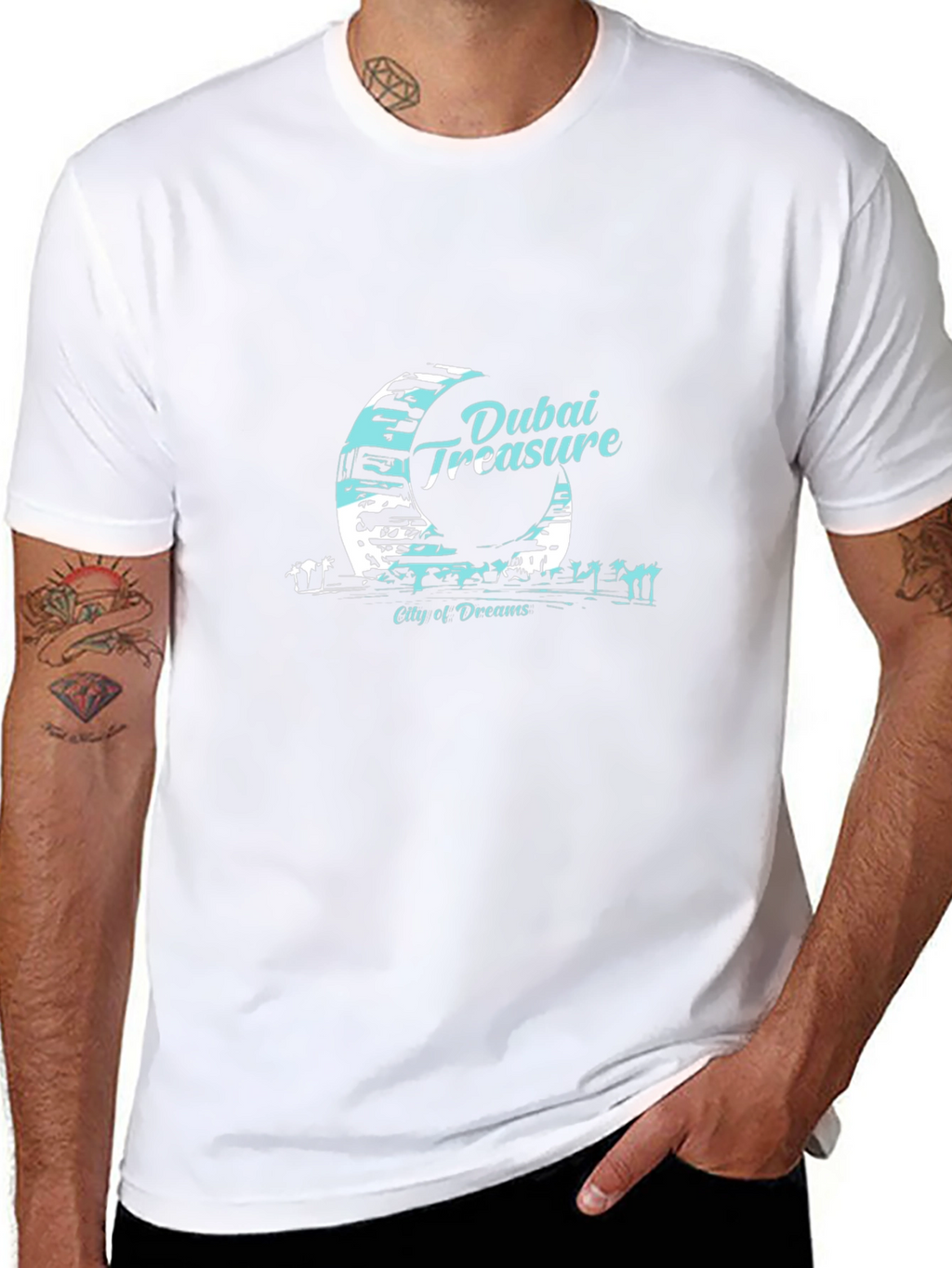 Dubai Treasure Mens Black T-Shirt City of Dreams Tee