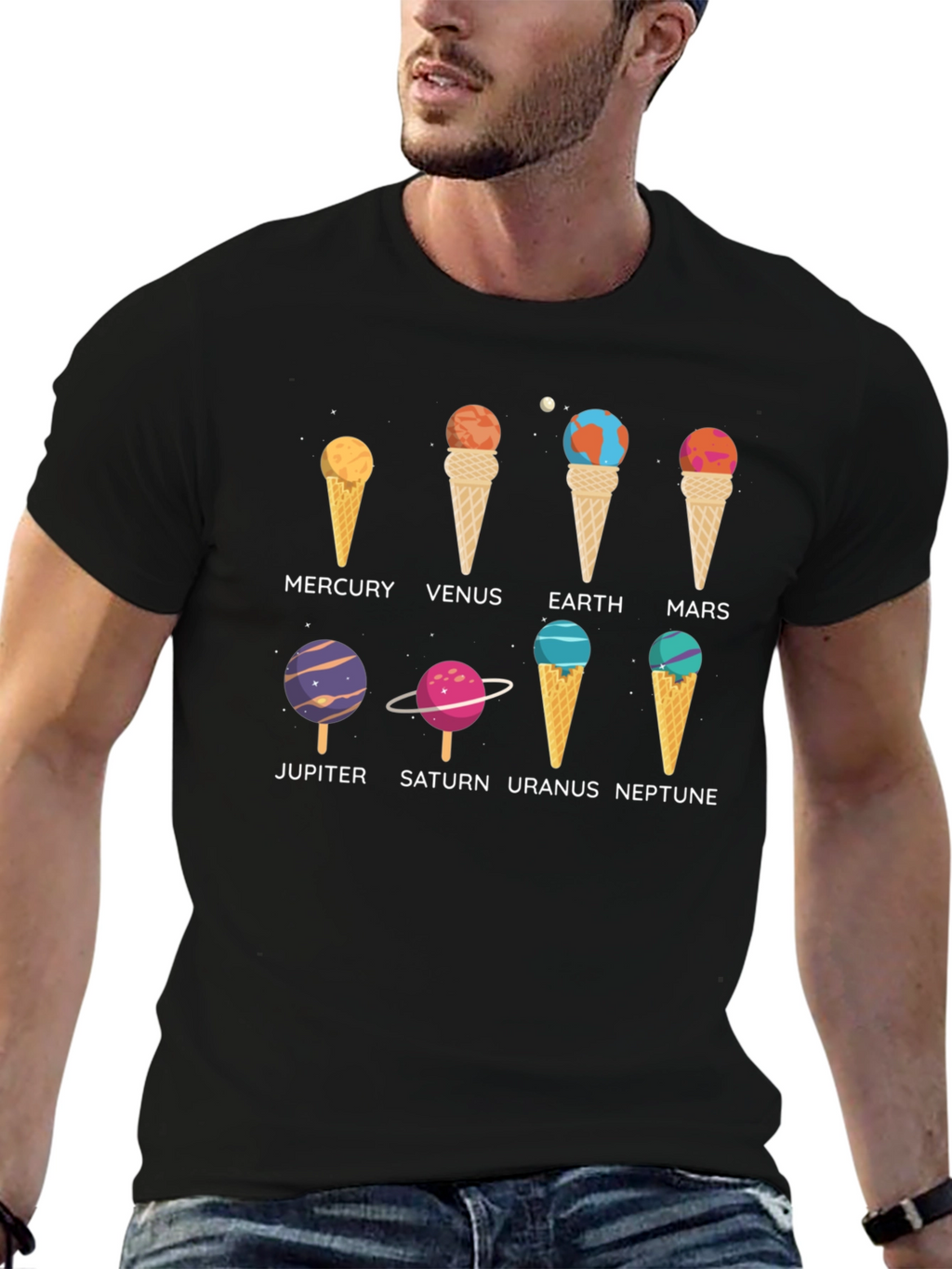 Planets Ice Cream T-Shirt - Astronomy Space Tee