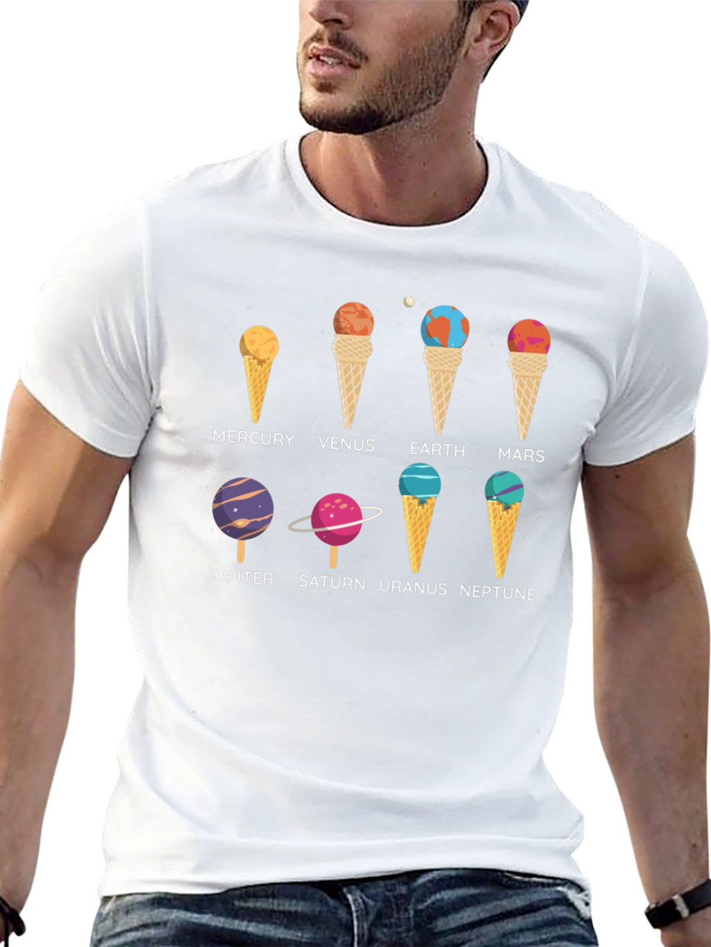 Planets Ice Cream T-Shirt - Astronomy Space Tee