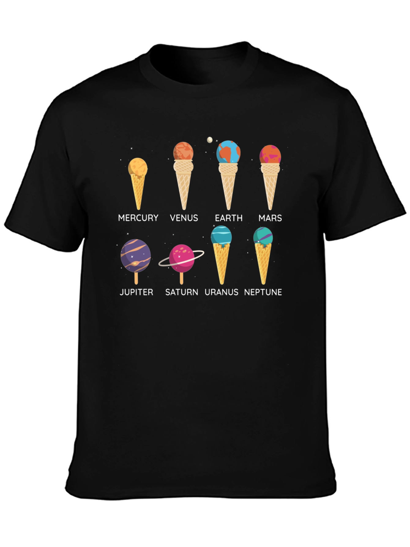 Planets Ice Cream T-Shirt - Astronomy Space Tee