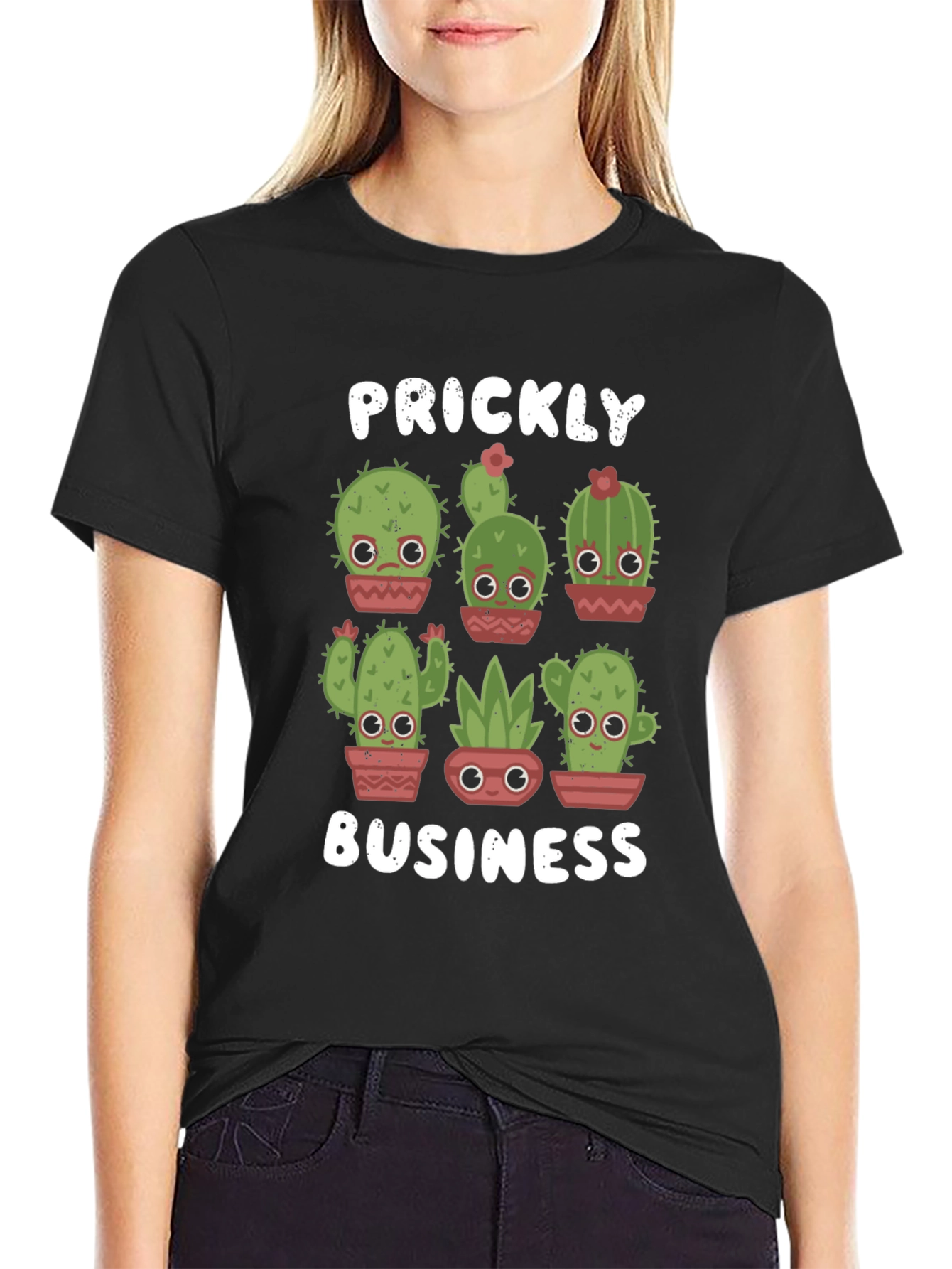 Prickly Business T-Shirt - Cute Cactus Design