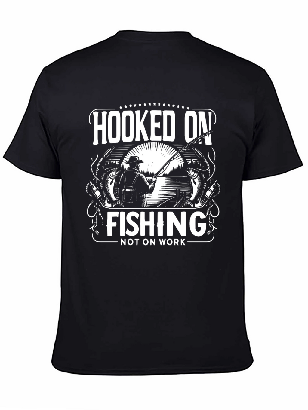 Hooked On Fishing Graphic T-Shirt - Black