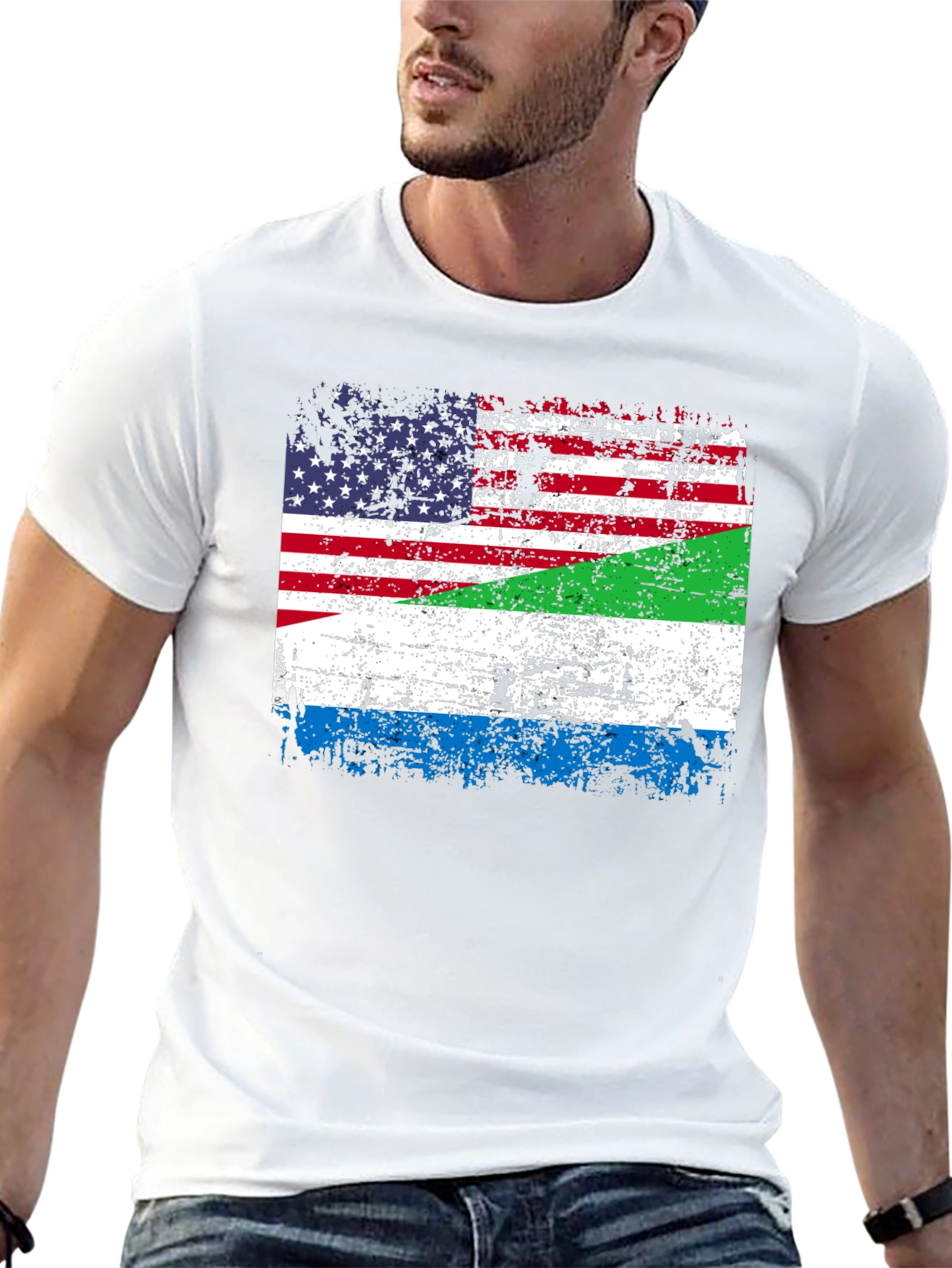 USA Sierra Leone Flag Graphic T-Shirt