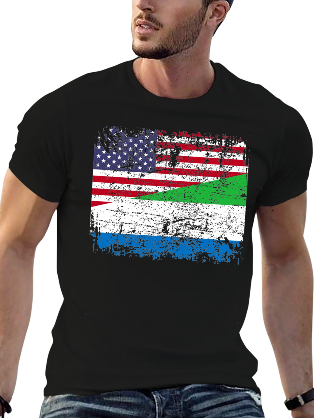 USA Sierra Leone Flag Graphic T-Shirt