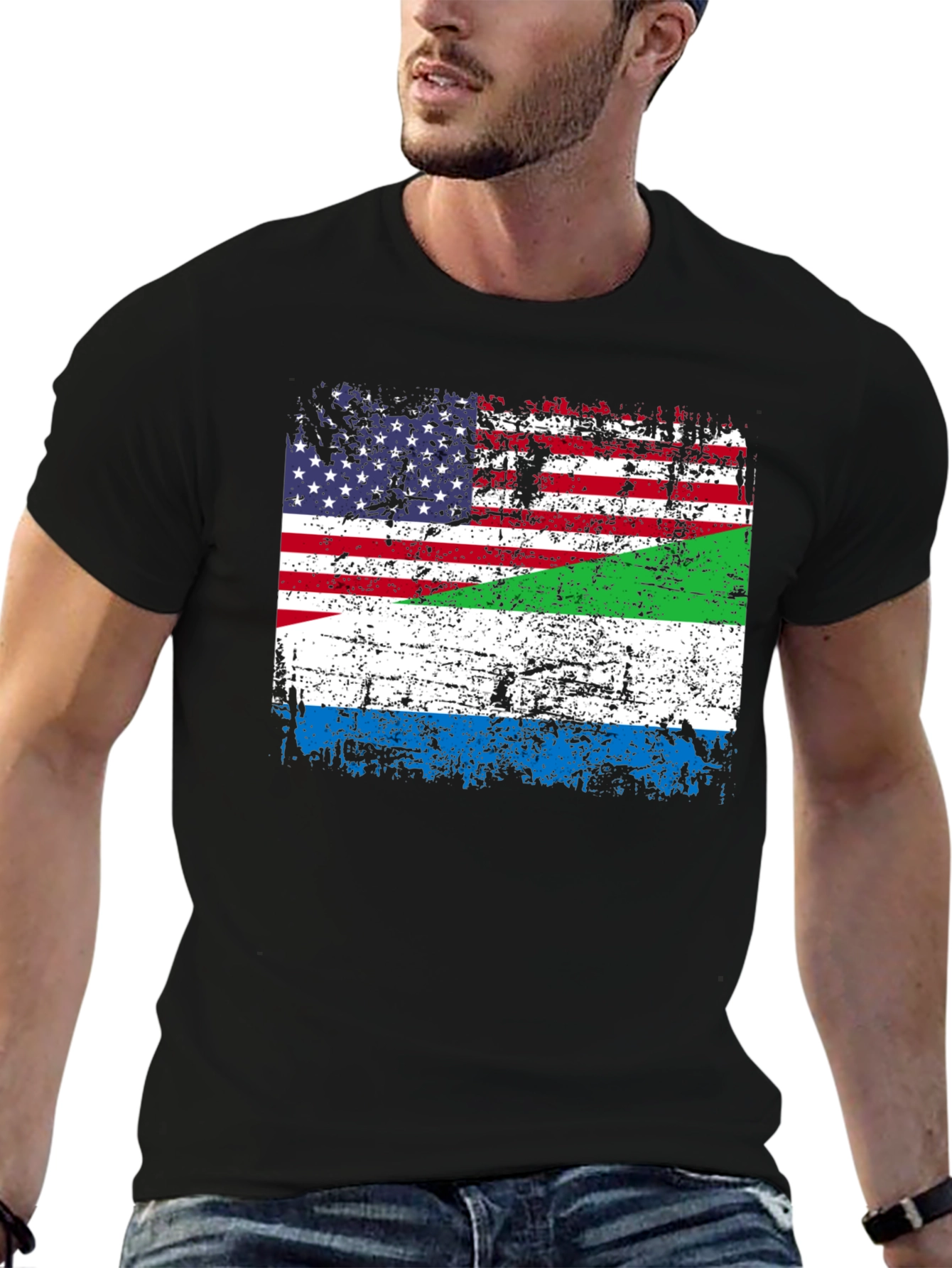 USA Sierra Leone Flag Graphic T-Shirt