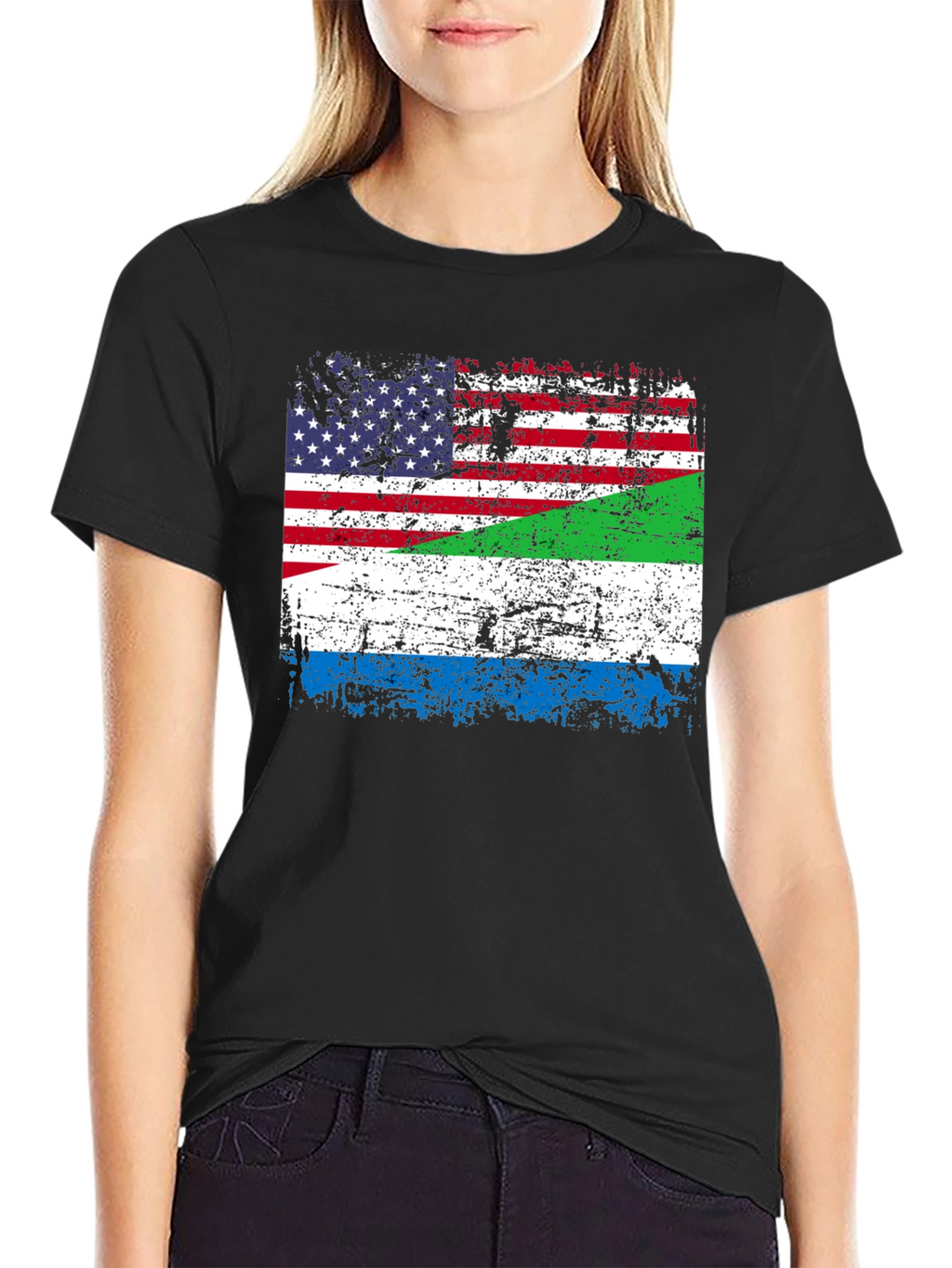USA Sierra Leone Flag Graphic T-Shirt