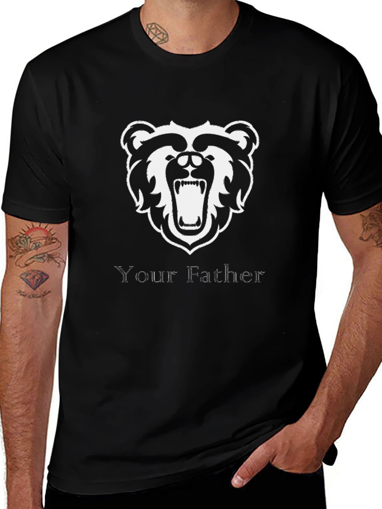 Bear Your Father Mens Black T-Shirt
