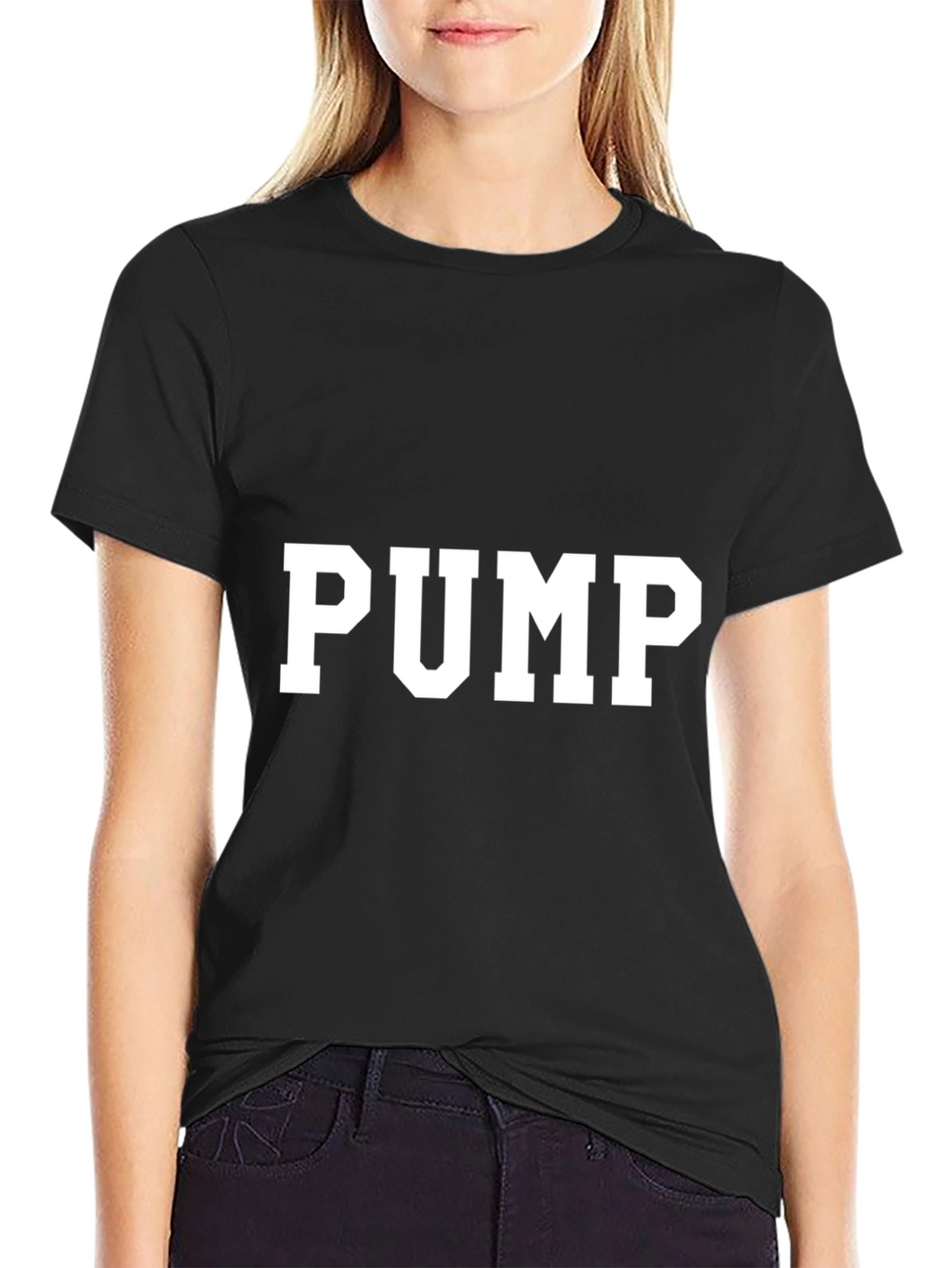 Mens Black PUMP Graphic Print Crew Neck T-Shirt