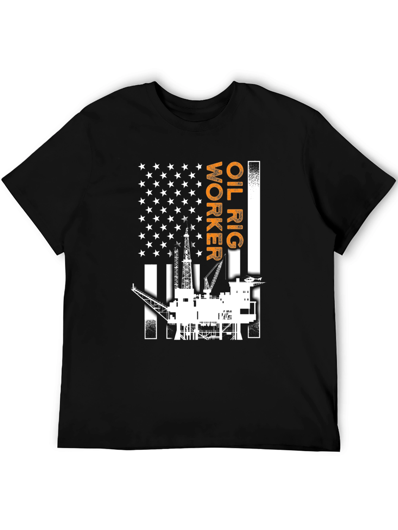 Oil Rig Worker American Flag Graphic T-Shirt