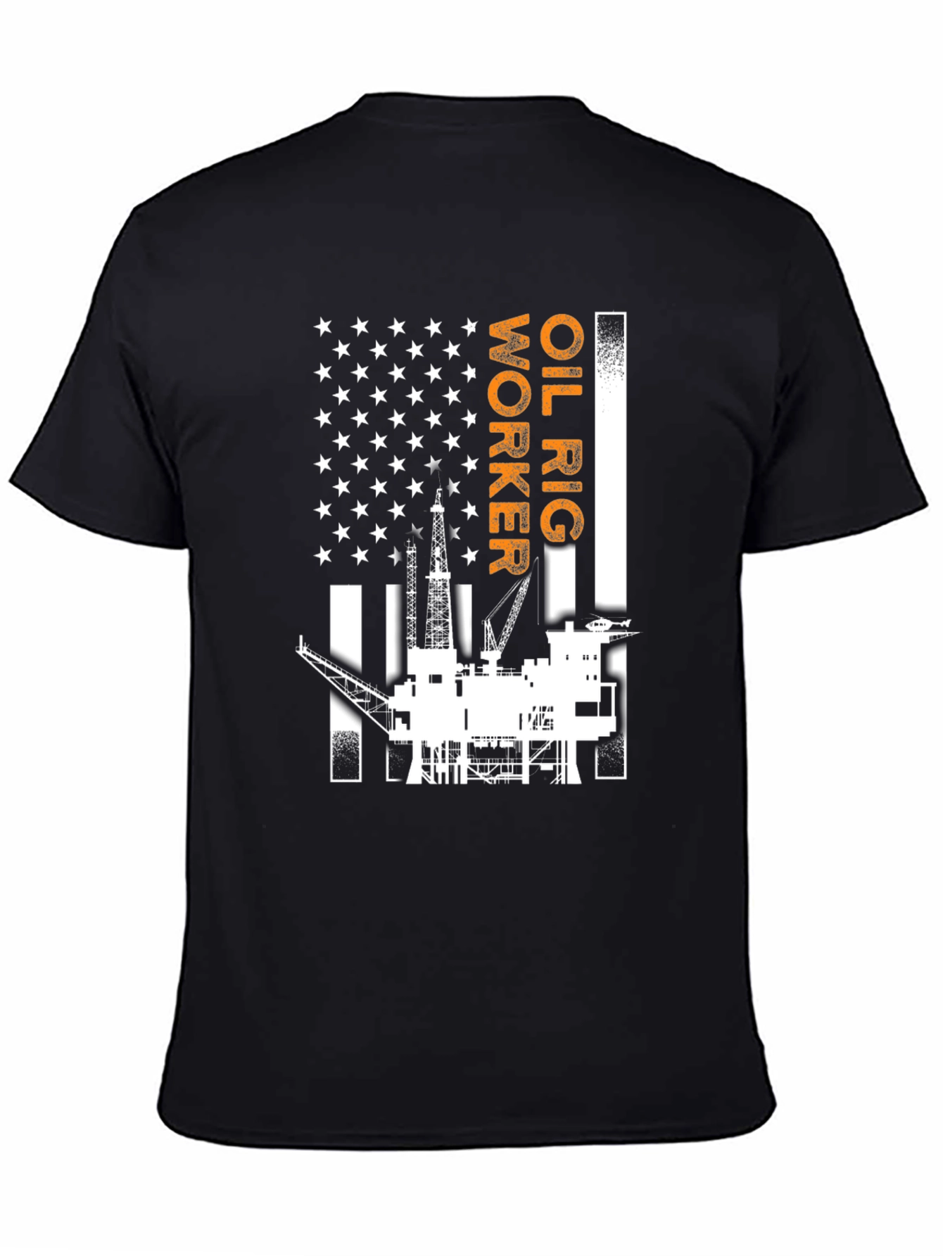 Oil Rig Worker American Flag Graphic T-Shirt