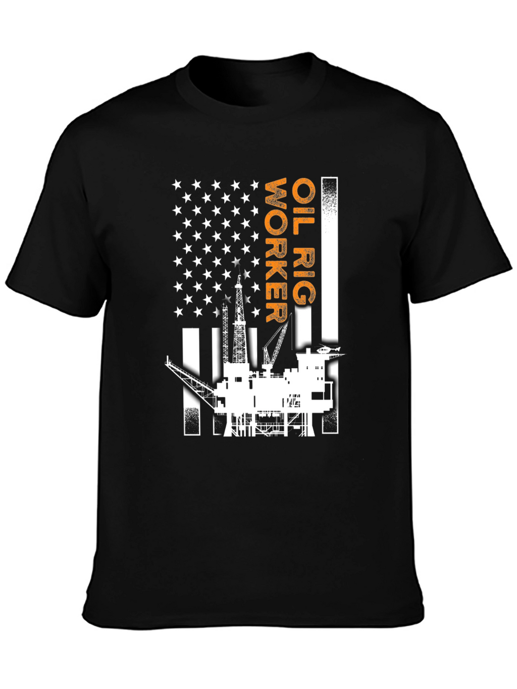 Oil Rig Worker American Flag Graphic T-Shirt