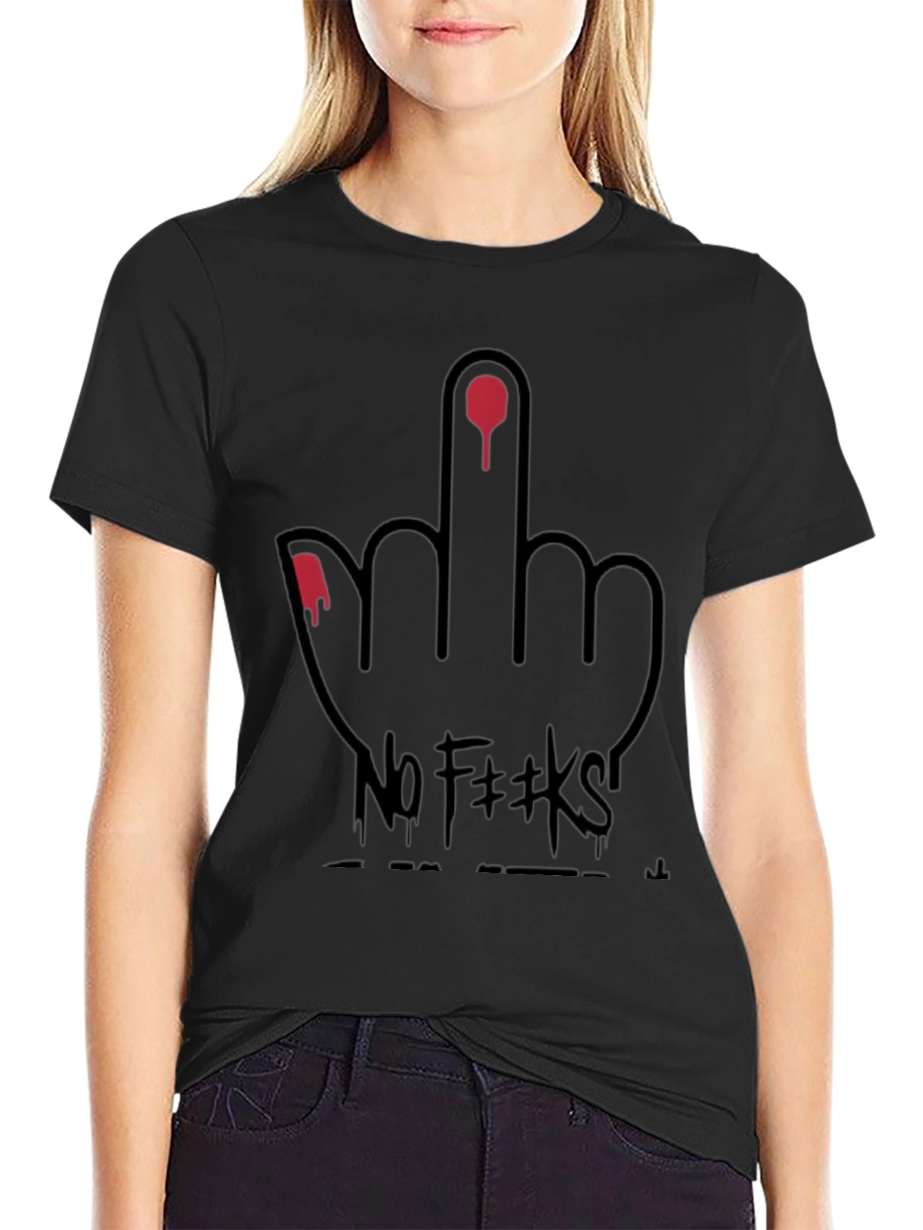 Edgy No F**ks Graphic Tee - Black