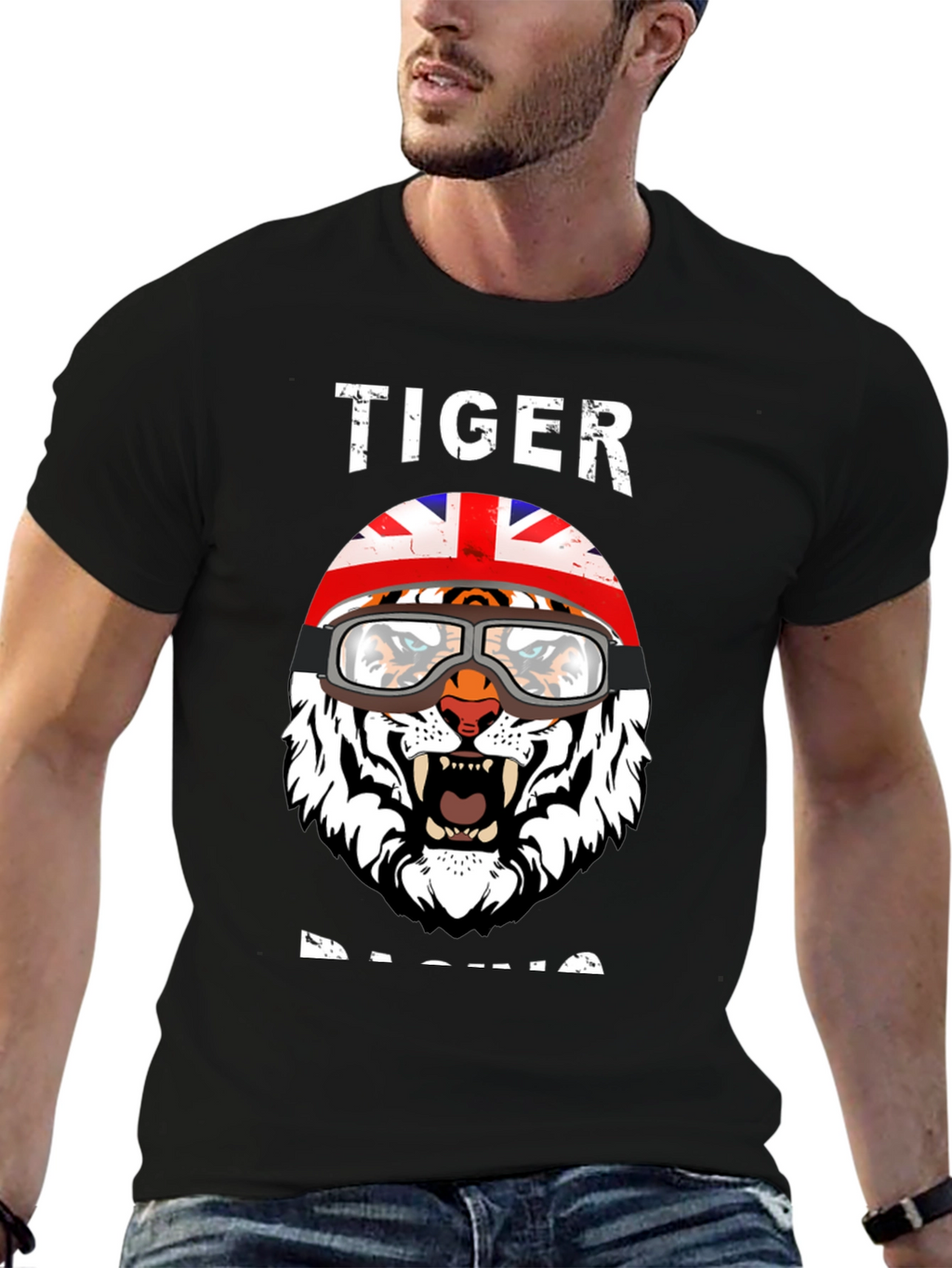Tiger Racing Graphic Tee - UK Flag Helmet