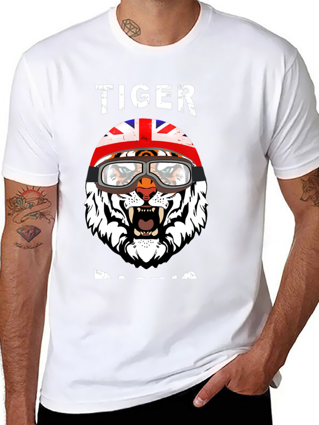 Tiger Racing Graphic Tee - UK Flag Helmet